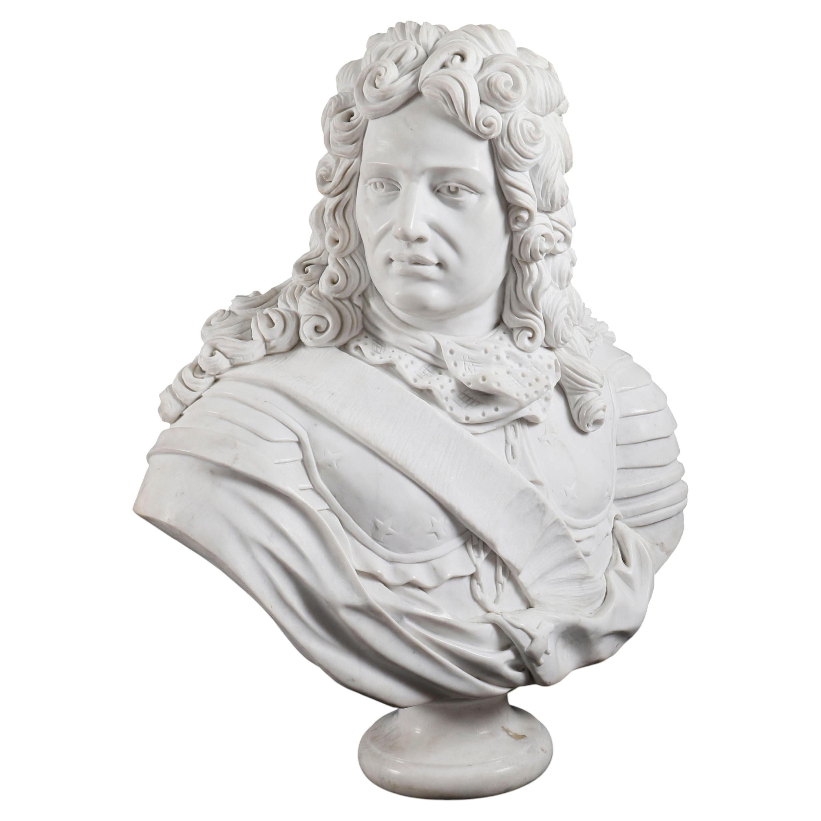 Vintage Italian Marble Bust of a Nobleman In Armour 20th Century