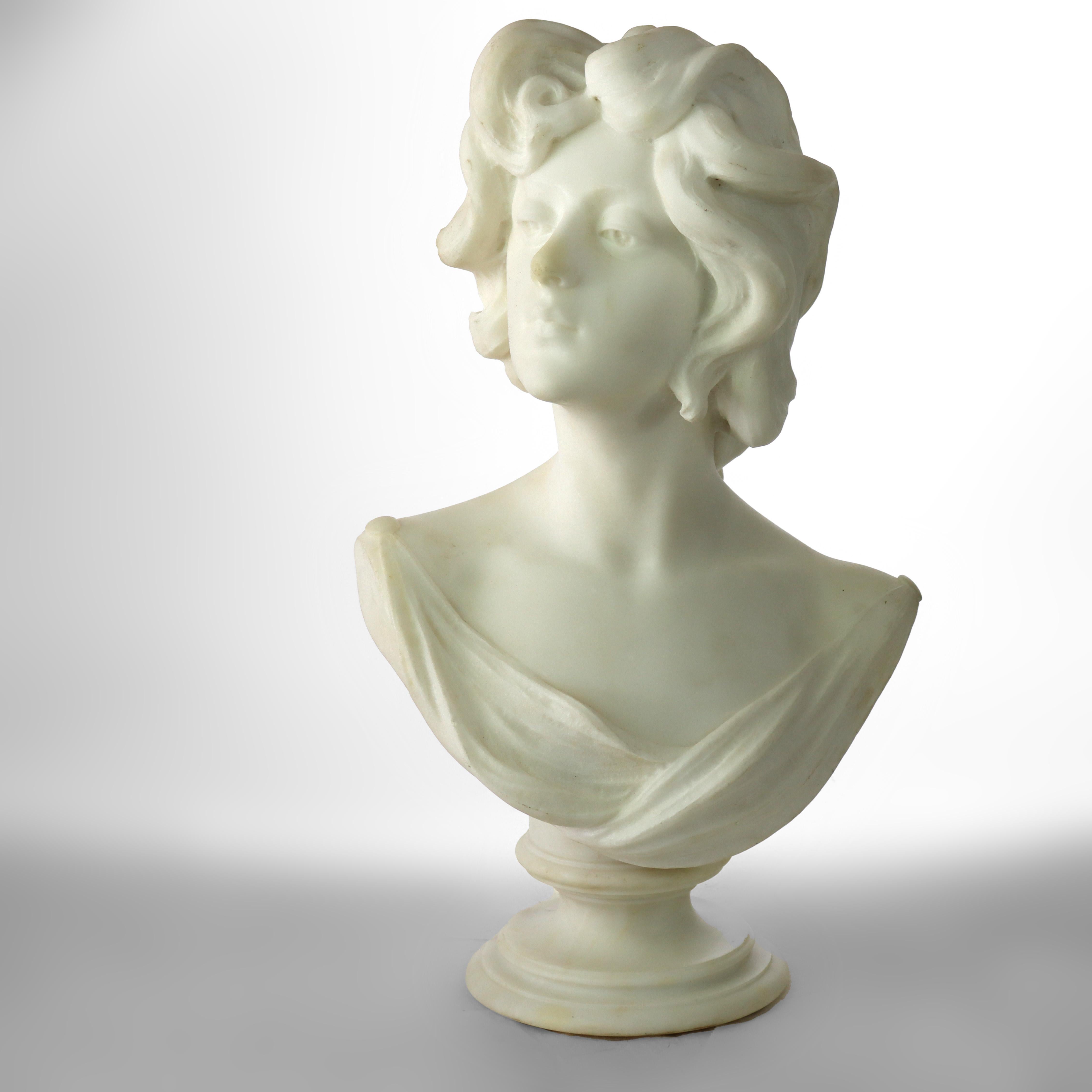 Antique Italian Marble Bust Of A Woman Signed By A. Batacchi Of Florence C1890
Measures - 23 3/8