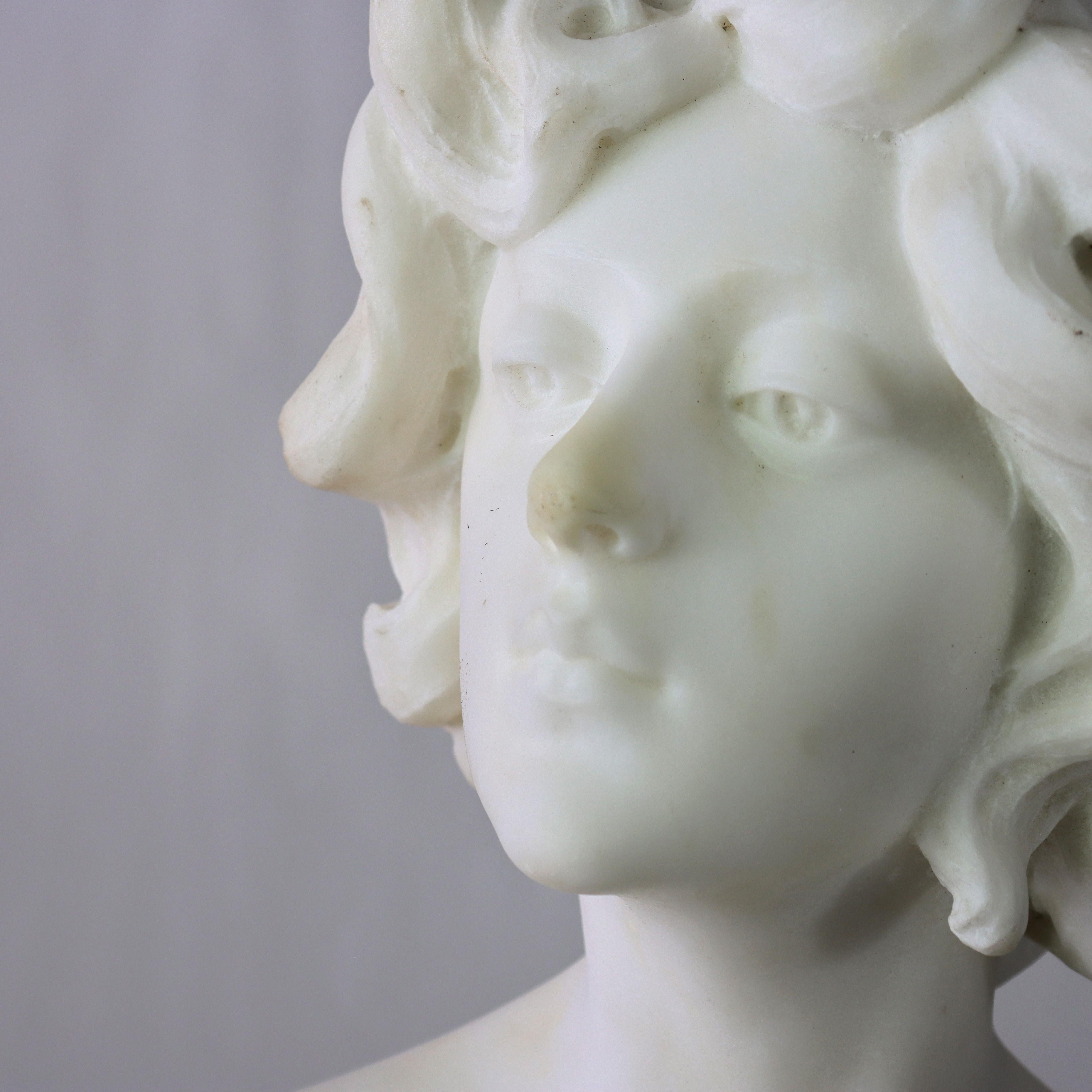 Antico busto di donna in marmo italiano firmato  A. Batacchi di Firenze C1890 In condizioni buone in vendita a Big Flats, NY