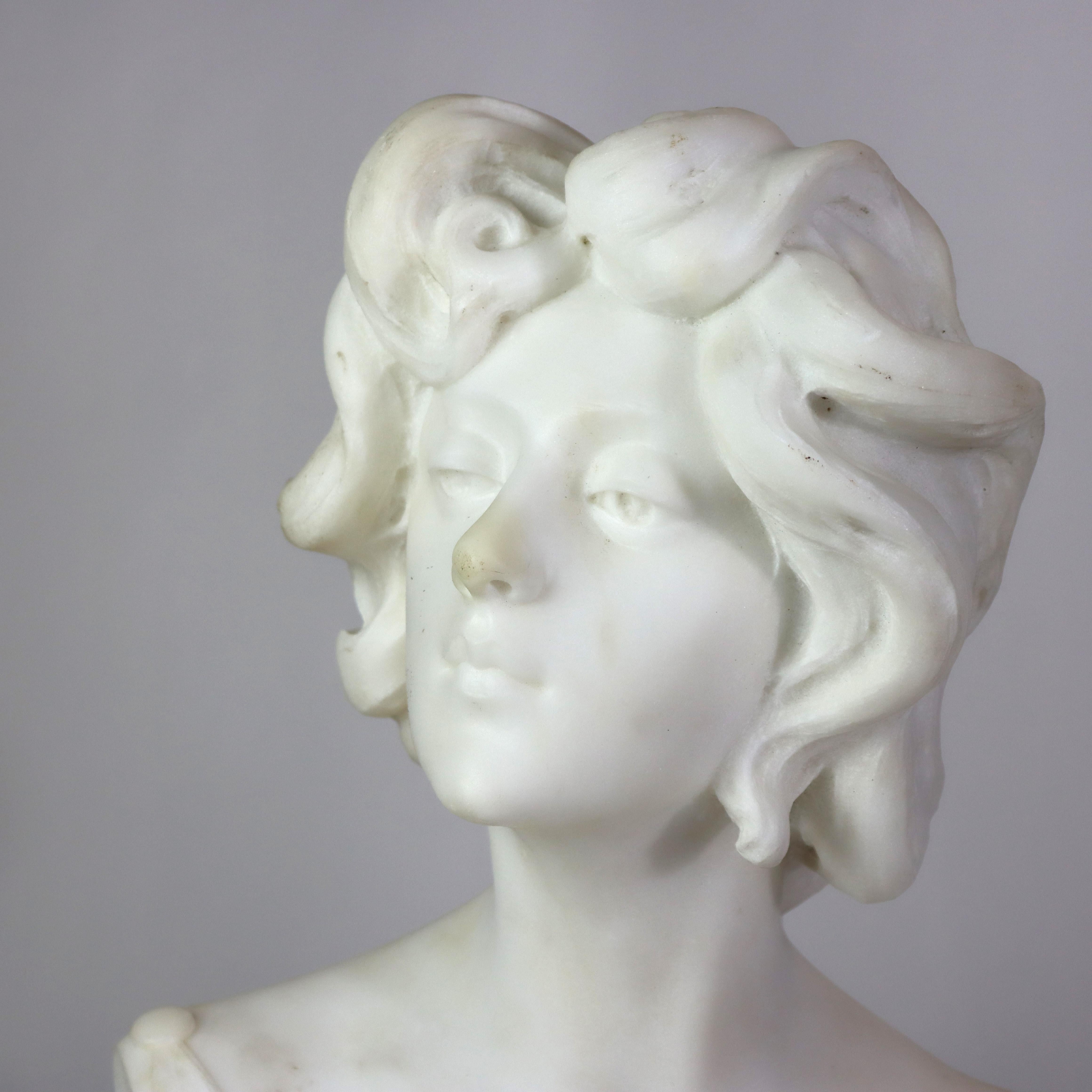 XIX secolo Antico busto di donna in marmo italiano firmato  A. Batacchi di Firenze C1890 in vendita