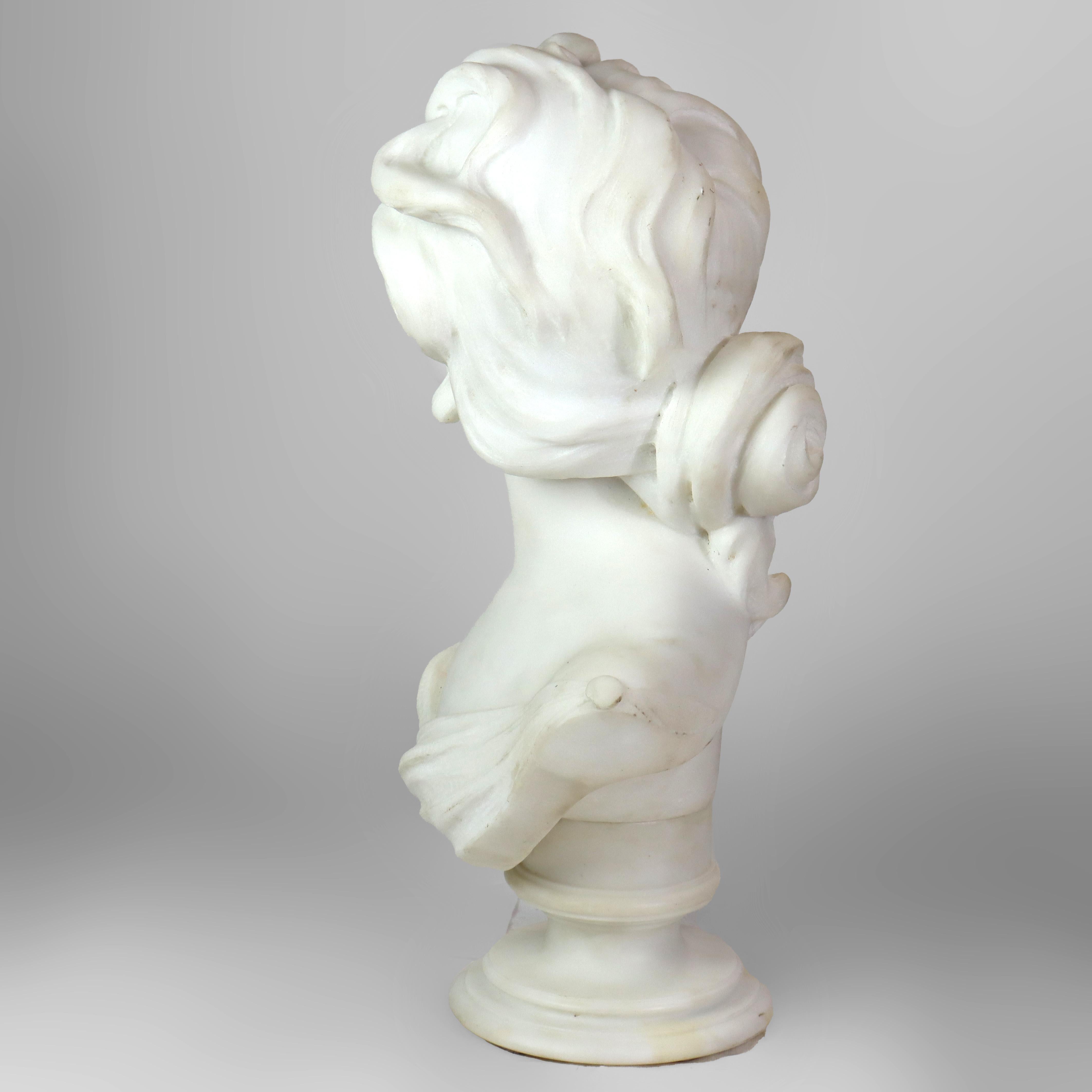 Marmo Antico busto di donna in marmo italiano firmato  A. Batacchi di Firenze C1890 in vendita