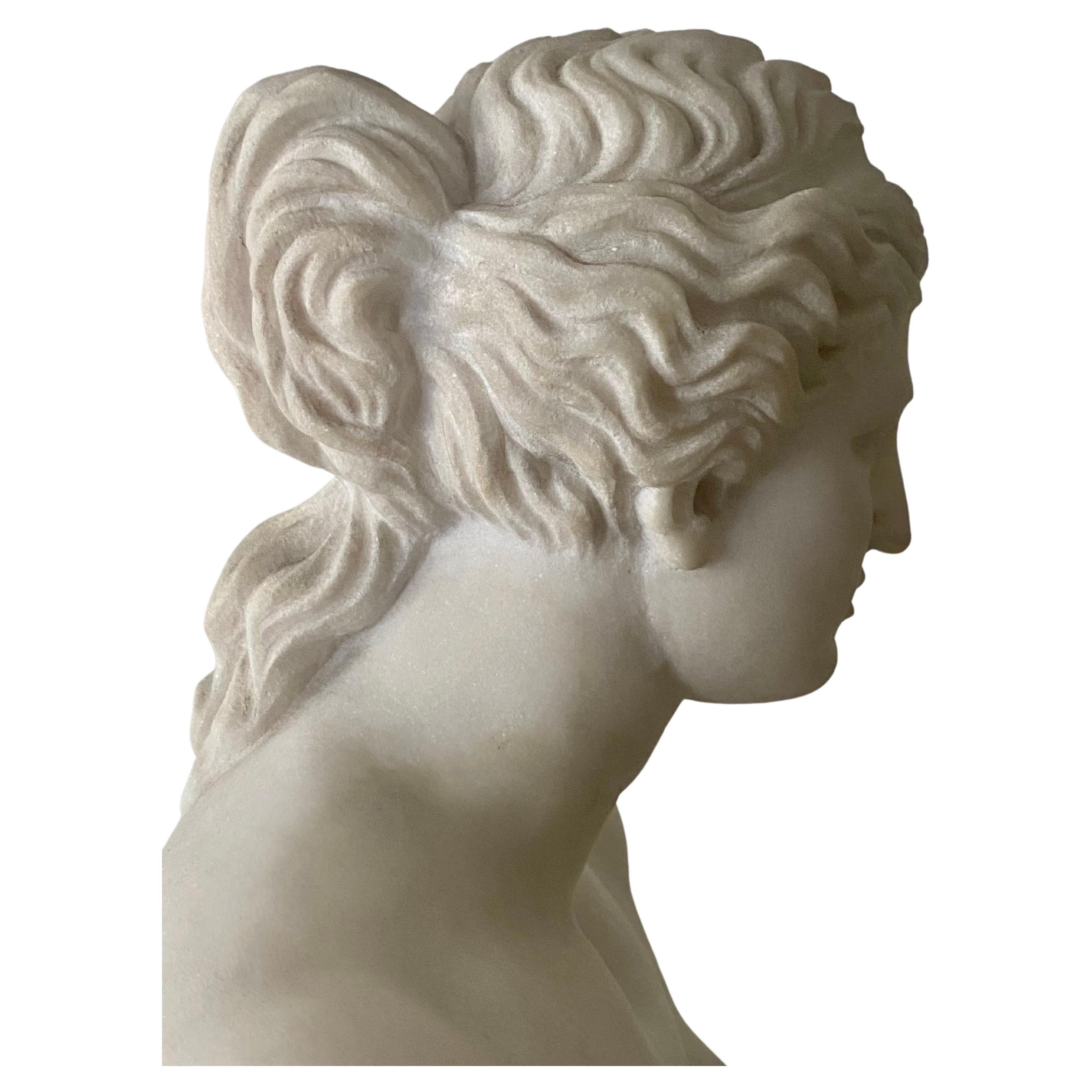 Antique Italian Marble Bust on Stand of Venus De Milo For Sale 6
