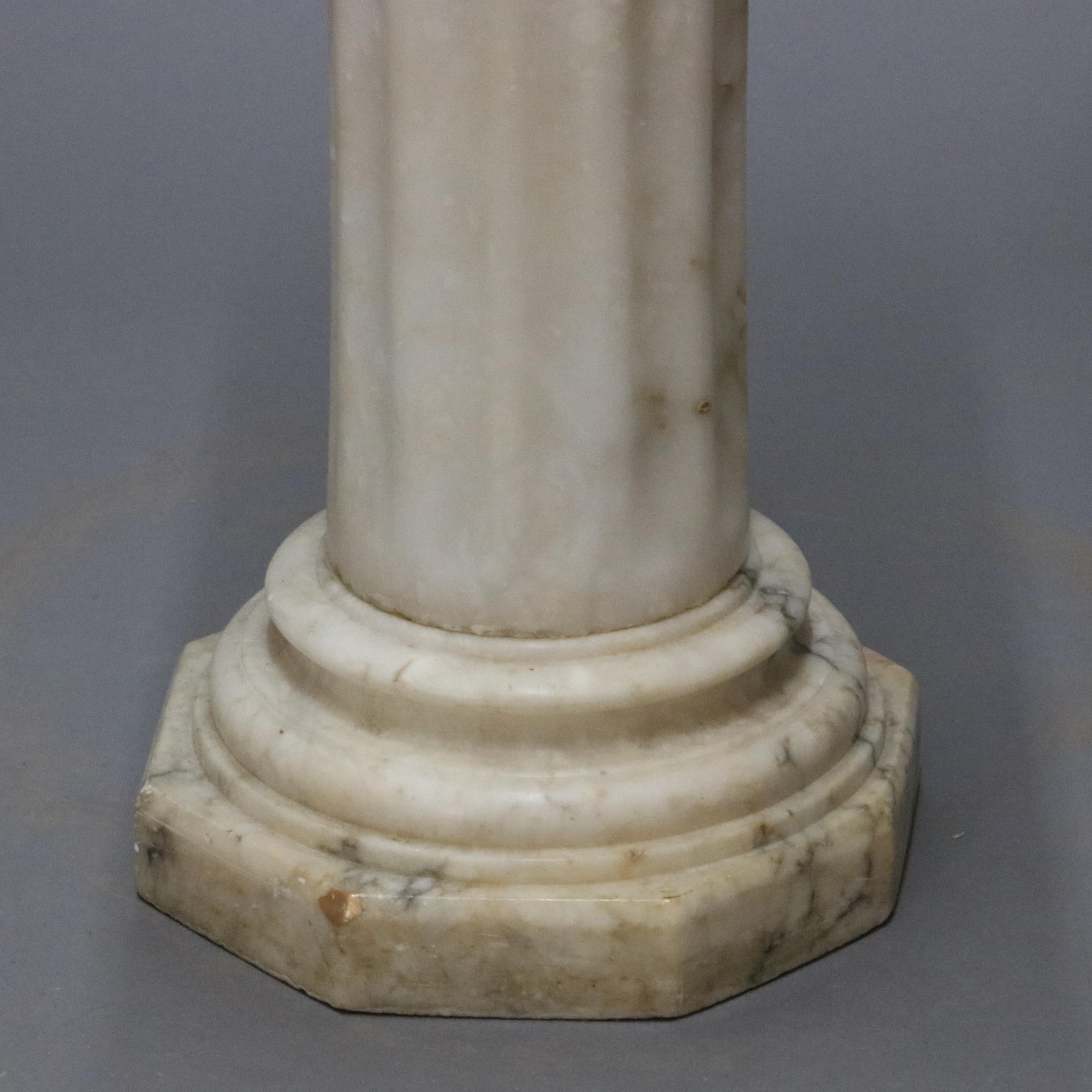 Carved Antique Italian Marble Doric Sculpture Display Pedestal, circa 1890