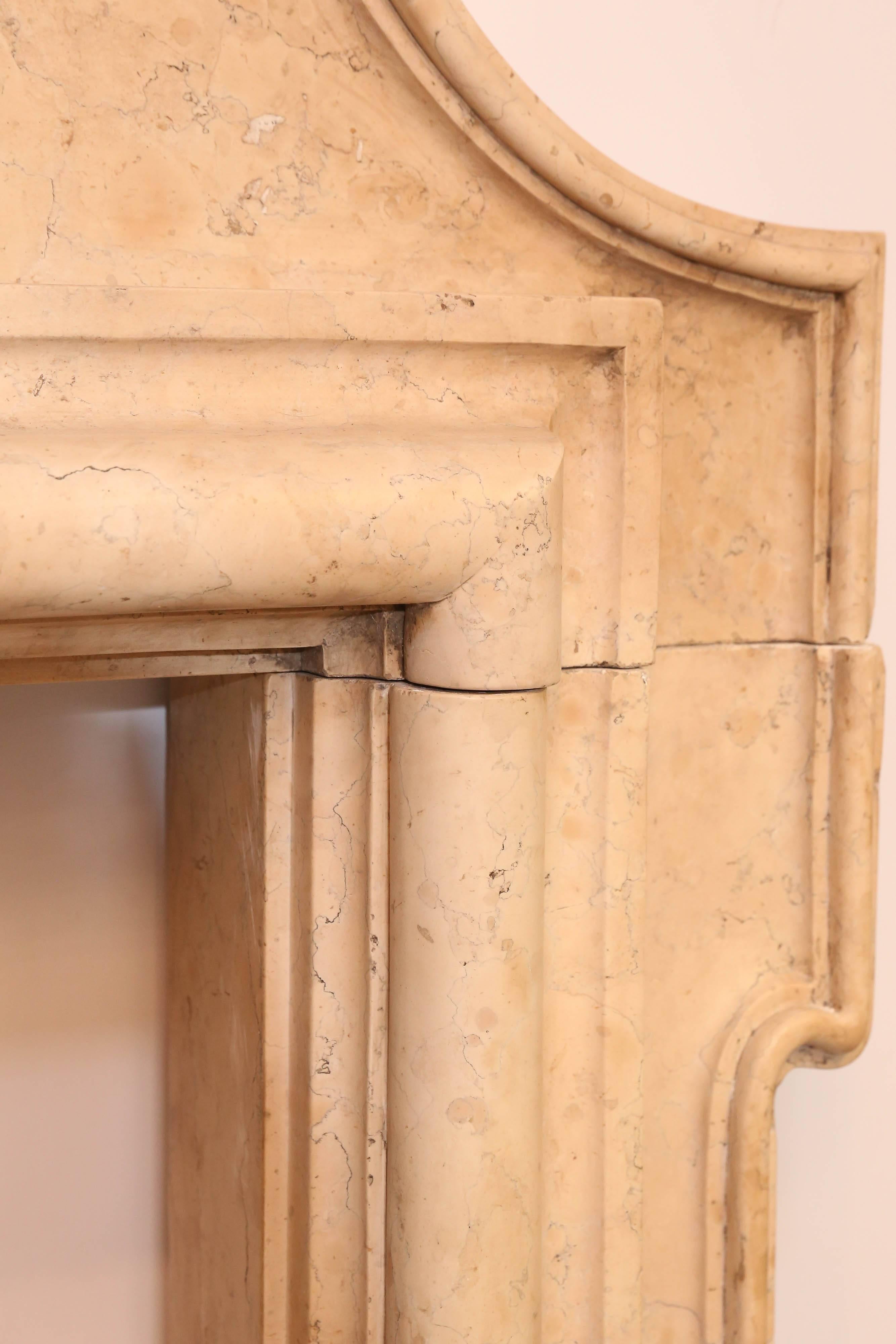 Antique Italian Marble Fireplace with Cartouche 1