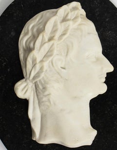 Antique Italian Marble Profile Plaque of Roman Emperor Claudius, 19th Century