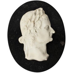 Antique Italian Marble Profile Plaque of Roman Emperor Claudius, 19th Century