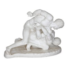 Ancienne sculpture italienne en marbre , attribuée à l'original romain des Lutteurs