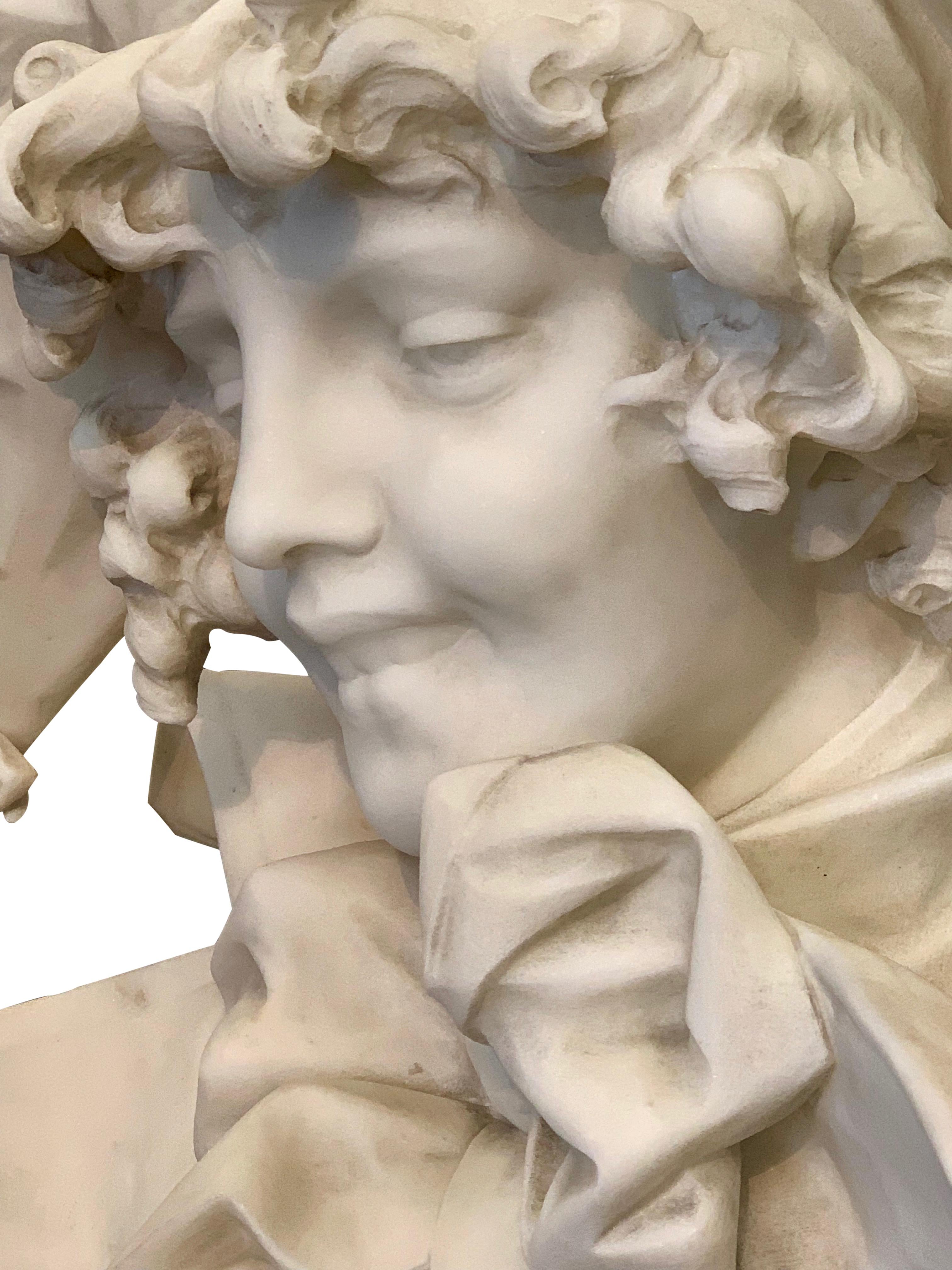 Antique Italian marble sculpture of a smiling lady by Ferdinando Vichi 5