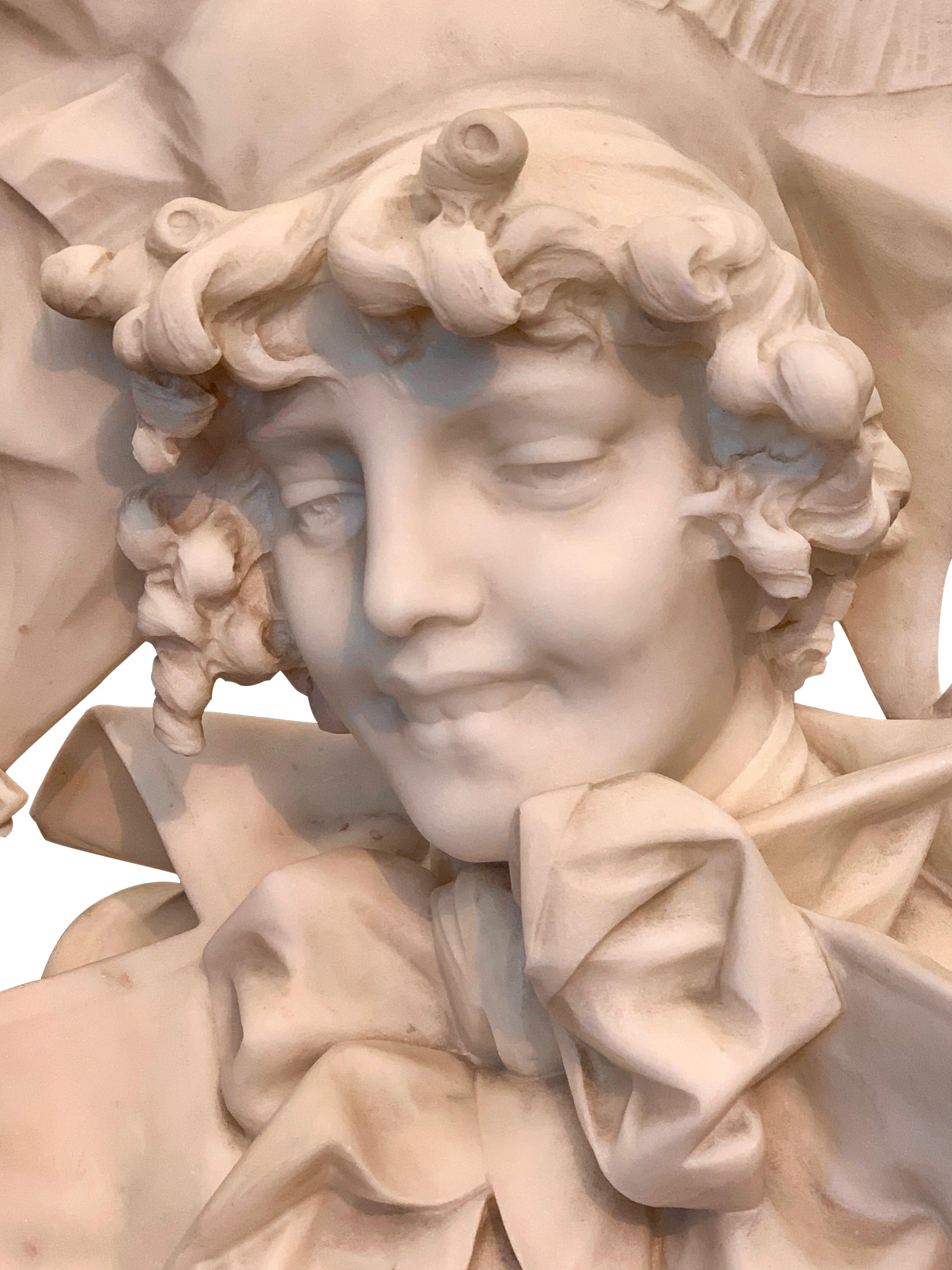 Antique Italian marble sculpture of a smiling lady by Ferdinando Vichi 4