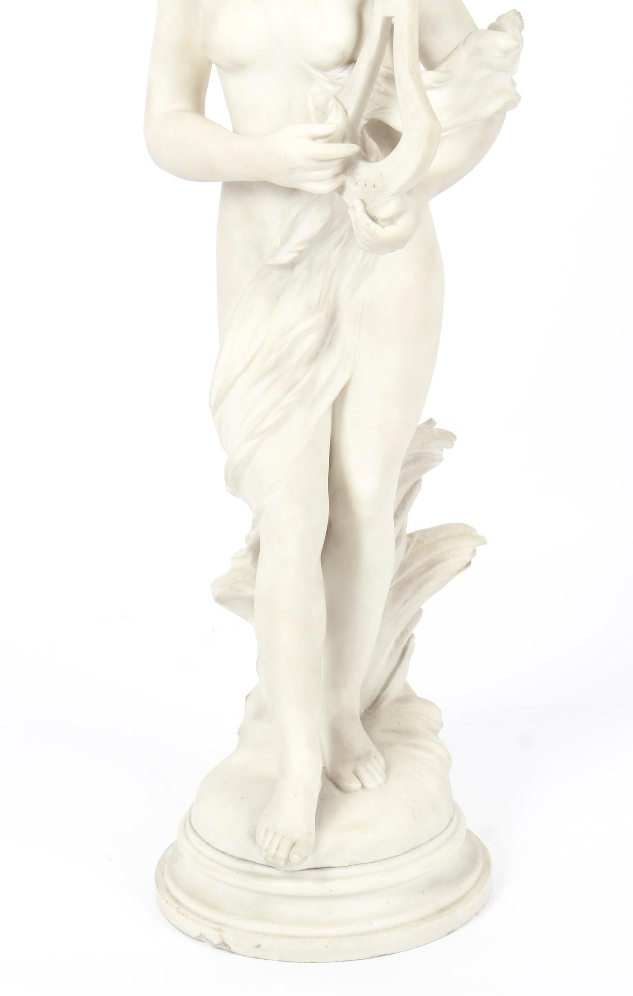 Antique Italian Marble Sculpture of Terpsichore T Dini on Pedestal, 19th Century 6