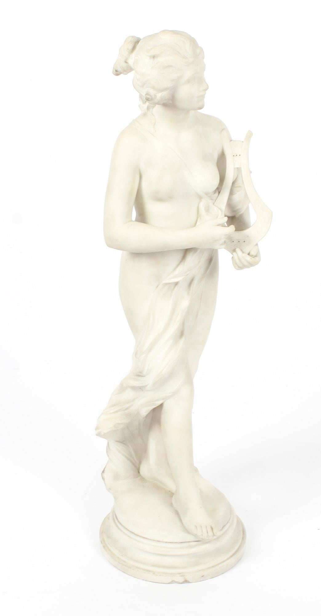 Antique Italian Marble Sculpture of Terpsichore T Dini on Pedestal, 19th Century 7