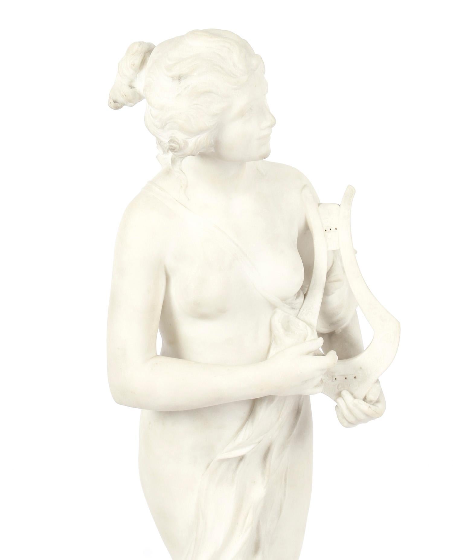 Antique Italian Marble Sculpture of Terpsichore T Dini on Pedestal, 19th Century 8