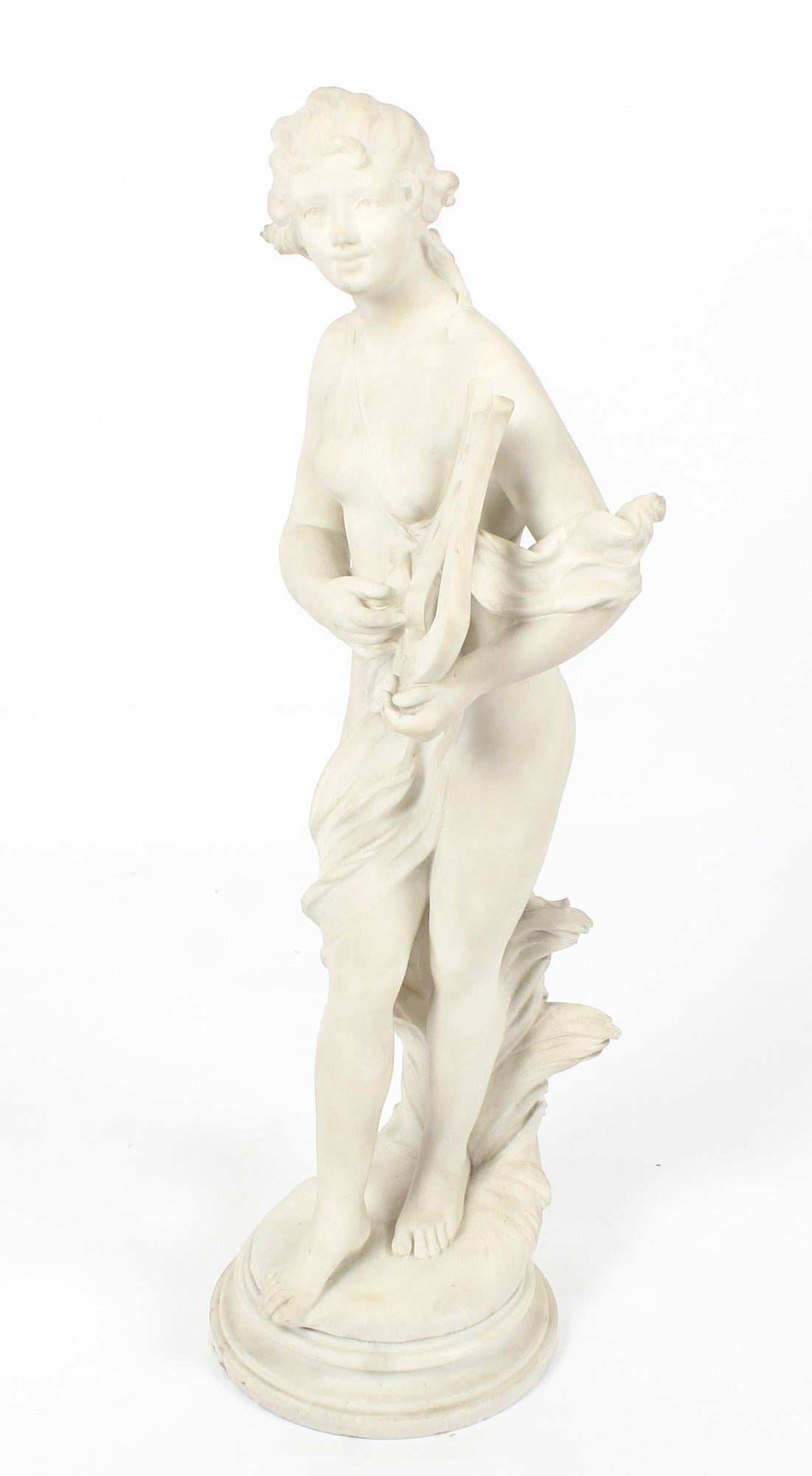 Antique Italian Marble Sculpture of Terpsichore T Dini on Pedestal, 19th Century 12