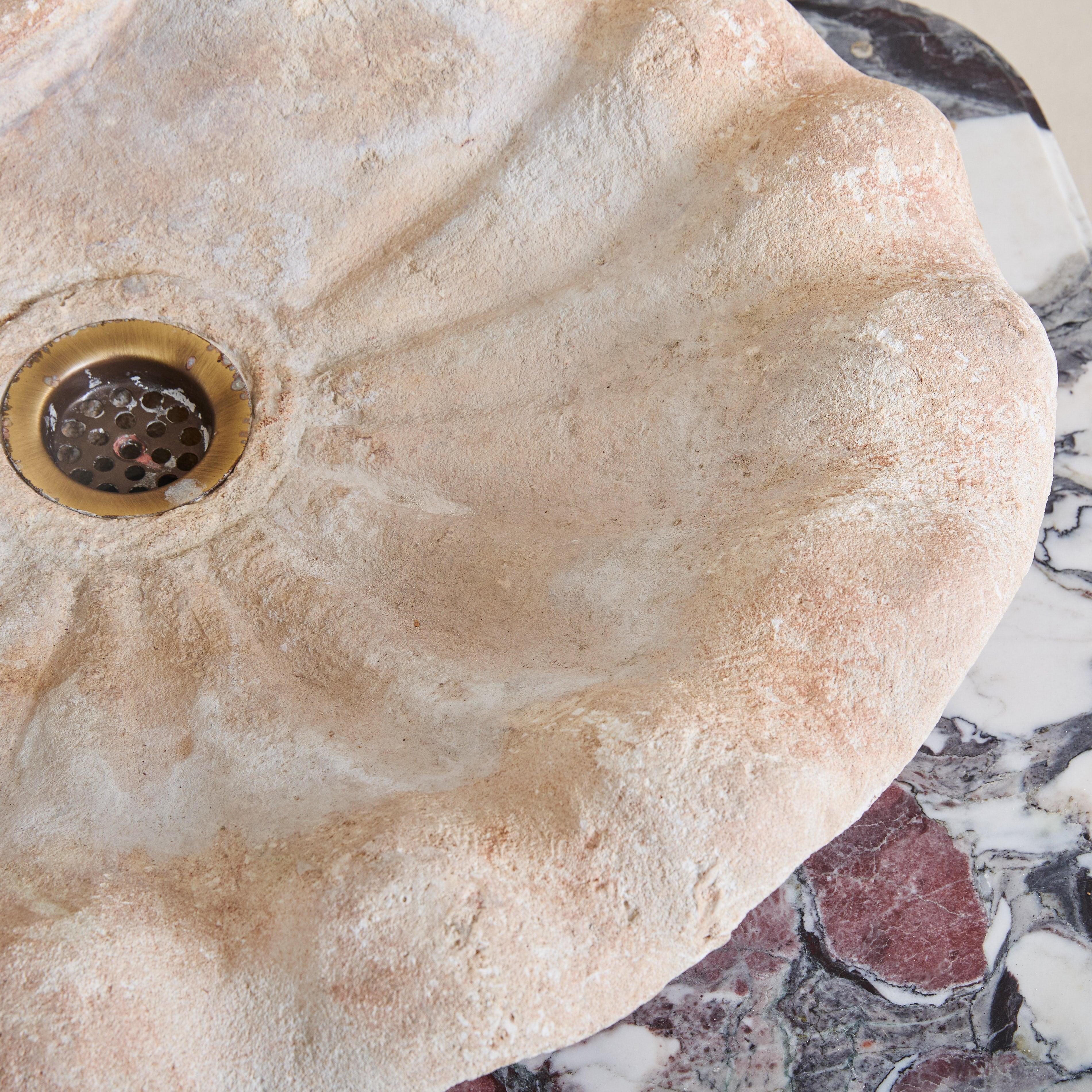 Antique Italian Marble Shell Sink, Mid-19th Century In Good Condition For Sale In Chicago, IL