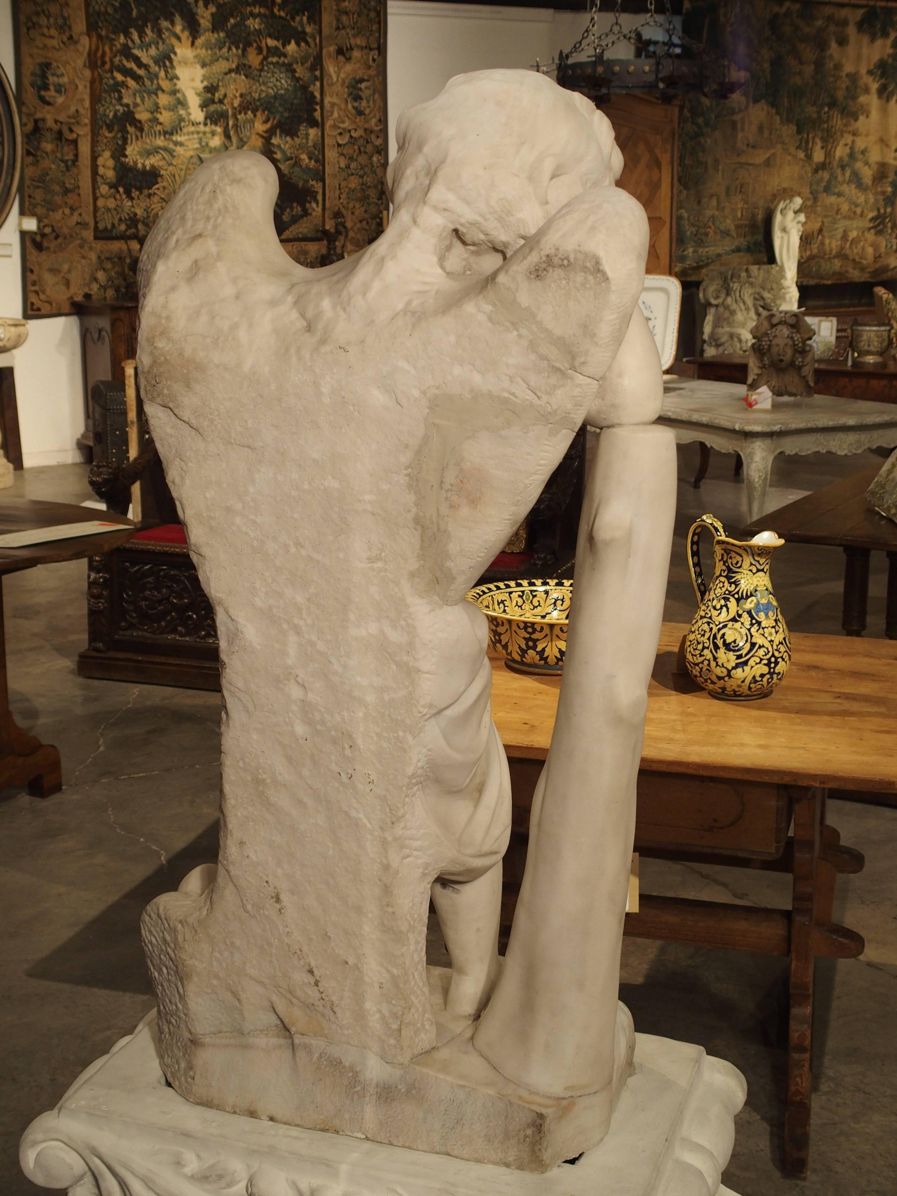 Antique Italian Marble Statue of a Cherub, 19th Century In Good Condition In Dallas, TX