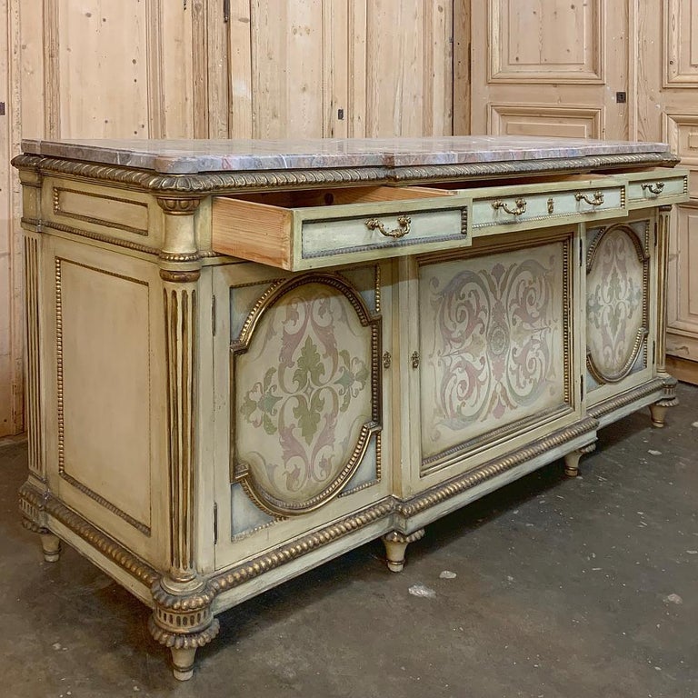 Antique Italian MarbleTop Painted Buffet For Sale at 1stdibs