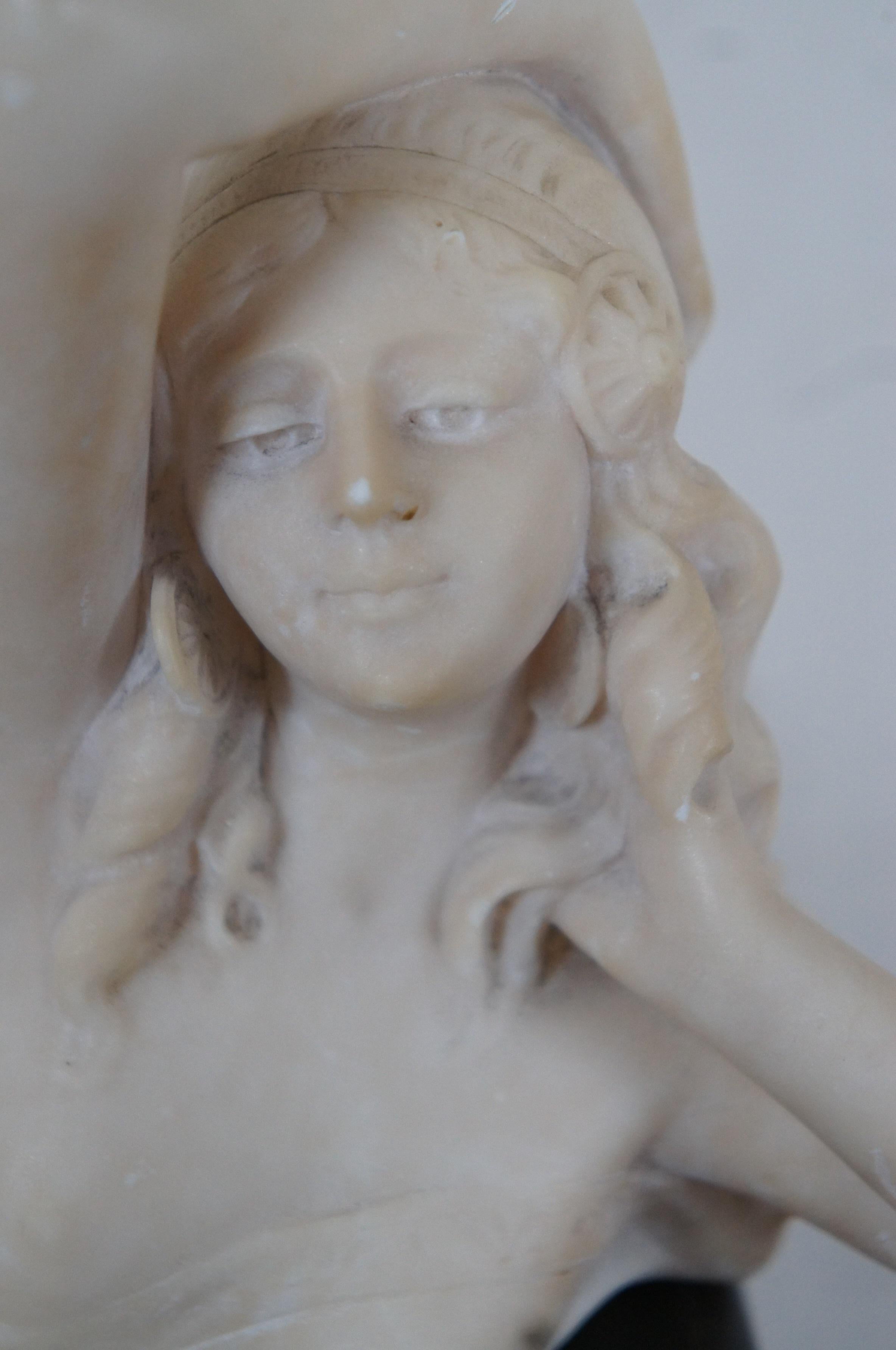 Antique Italian Marble Woman in Bronze Chair Sculpture After Antonio Frilli 14