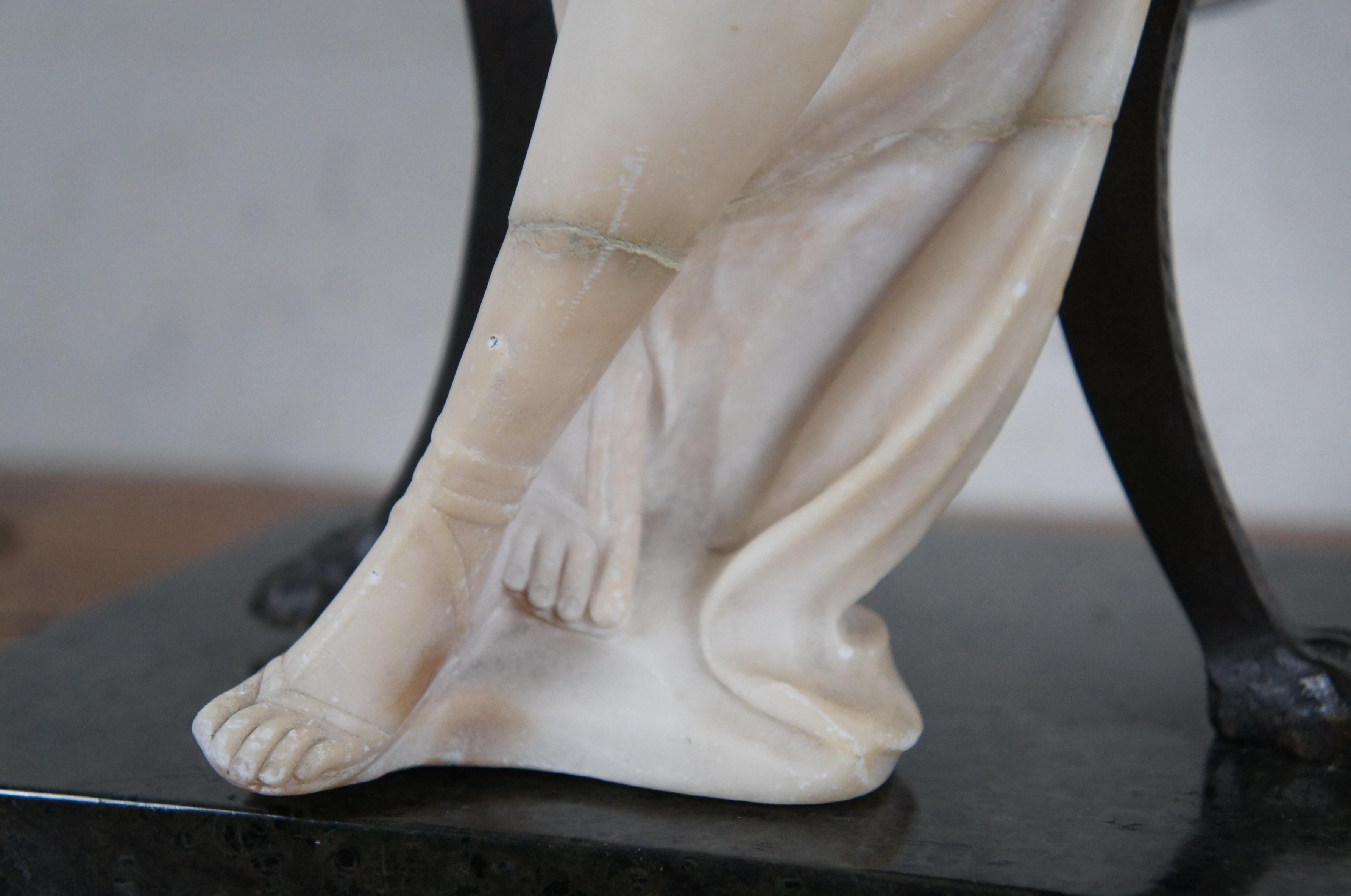 Antique Italian Marble Woman in Bronze Chair Sculpture After Antonio Frilli 14