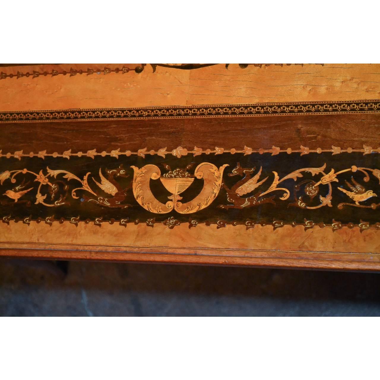 Antique Italian Marquetry Inlaid Coffee Table In Good Condition In Dallas, TX