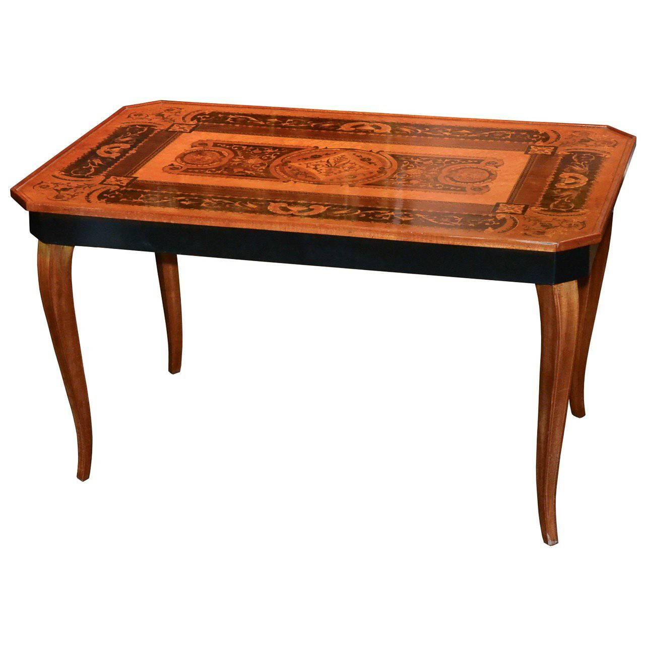 Antique Italian Marquetry Inlaid Coffee Table