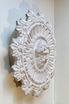 Antique Italian Medallion Ornament in Glazed Terracotta, 19th Century