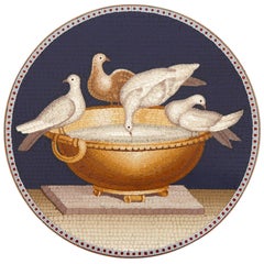 Antique Italian Micromosaic Plaque Depicting the Capitoline Doves