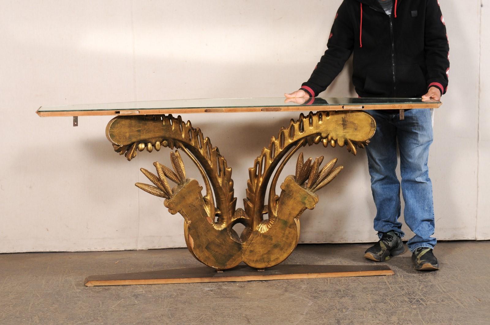 Antique Italian Mirror-Top Wall Console w/Gilt Cornucopia Motif Carved Base For Sale 6