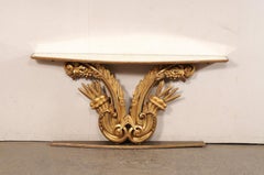 Antique Italian Mirror-Top Wall Console w/Gilt Cornucopia Motif Carved Base