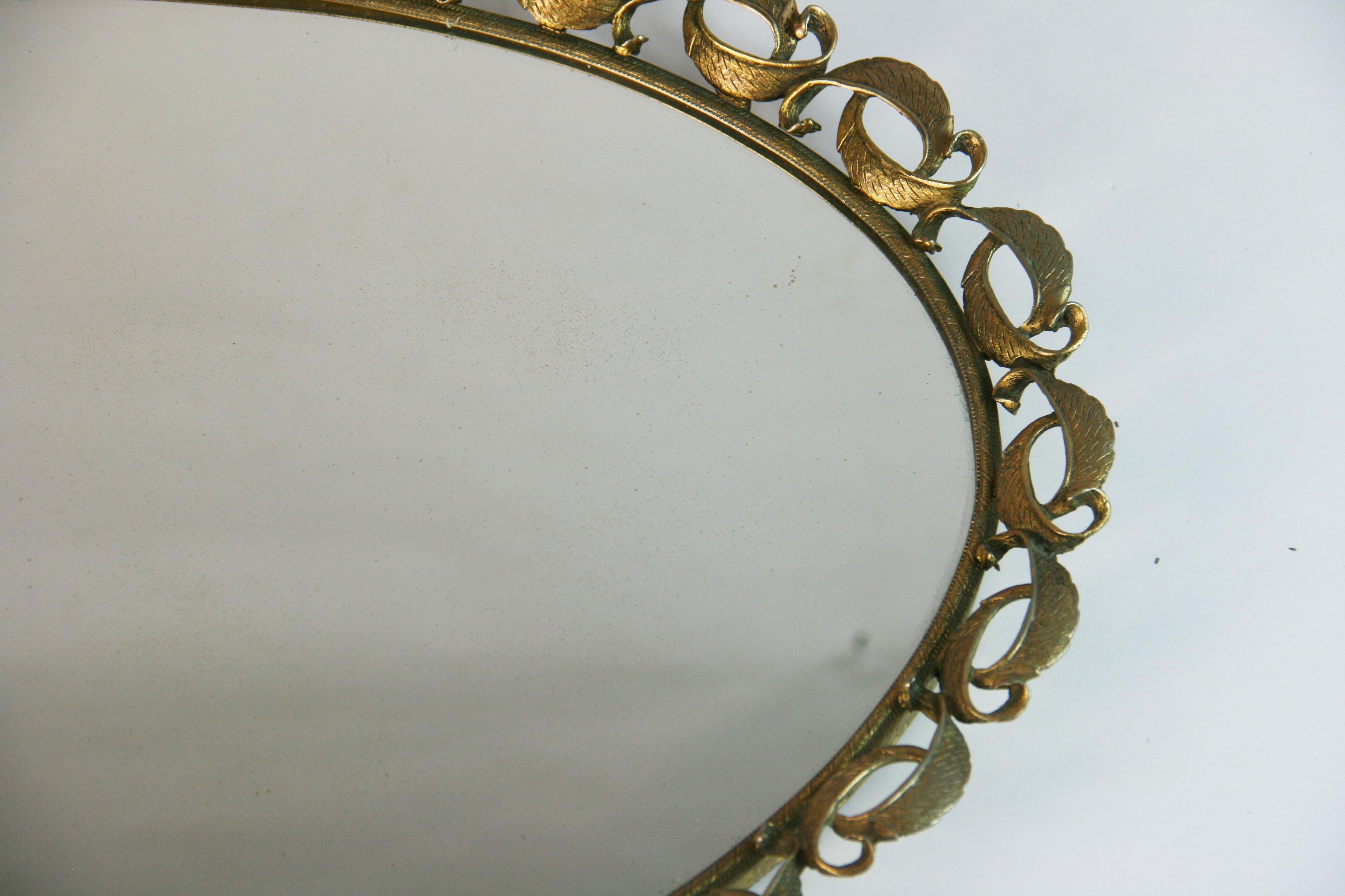 Italiano antiguo    Espejado  Bandeja de tocador Circa 1940's Latón en venta
