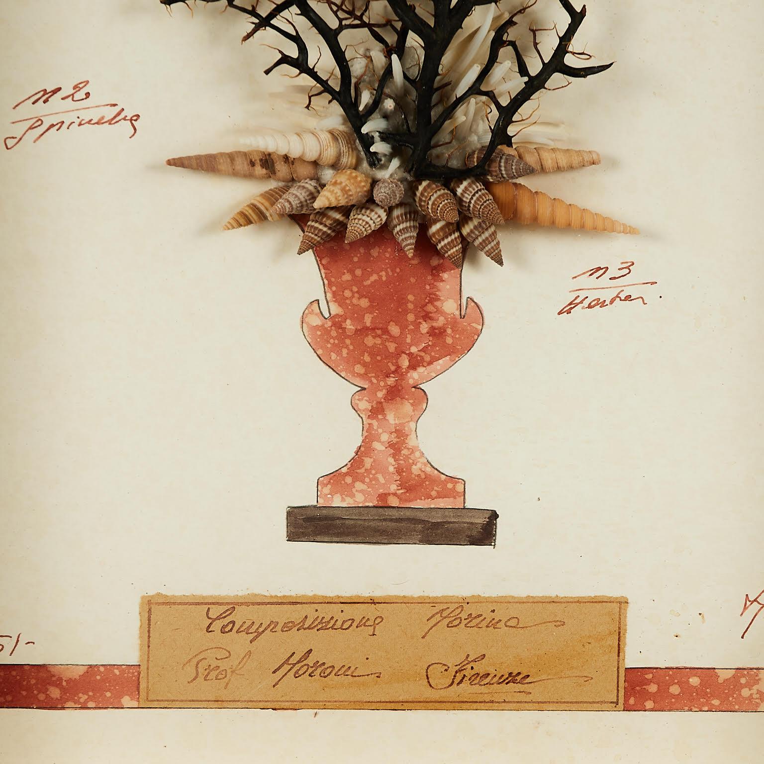 Antique Italian Mixed Media Grotto Style Collage with Seashells In Good Condition For Sale In Palm Beach, FL