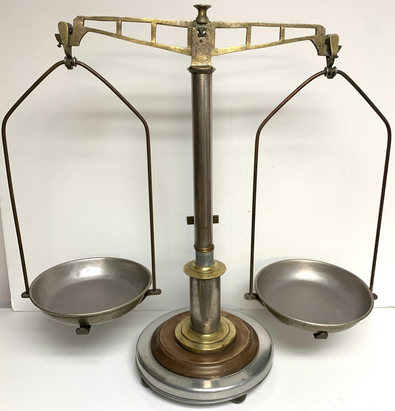 Antique Italian Mixed Metal Fruit Scale For Sale at 1stDibs