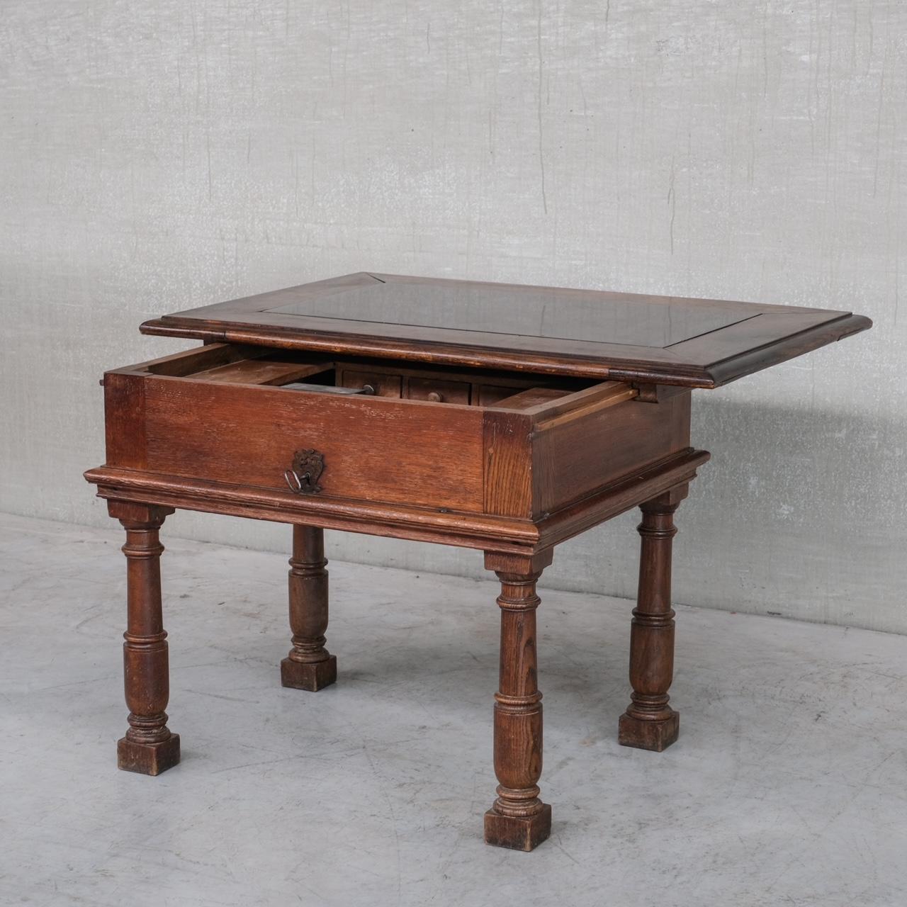 Oak Antique Italian Money-Changers Desk with Hidden Storage For Sale