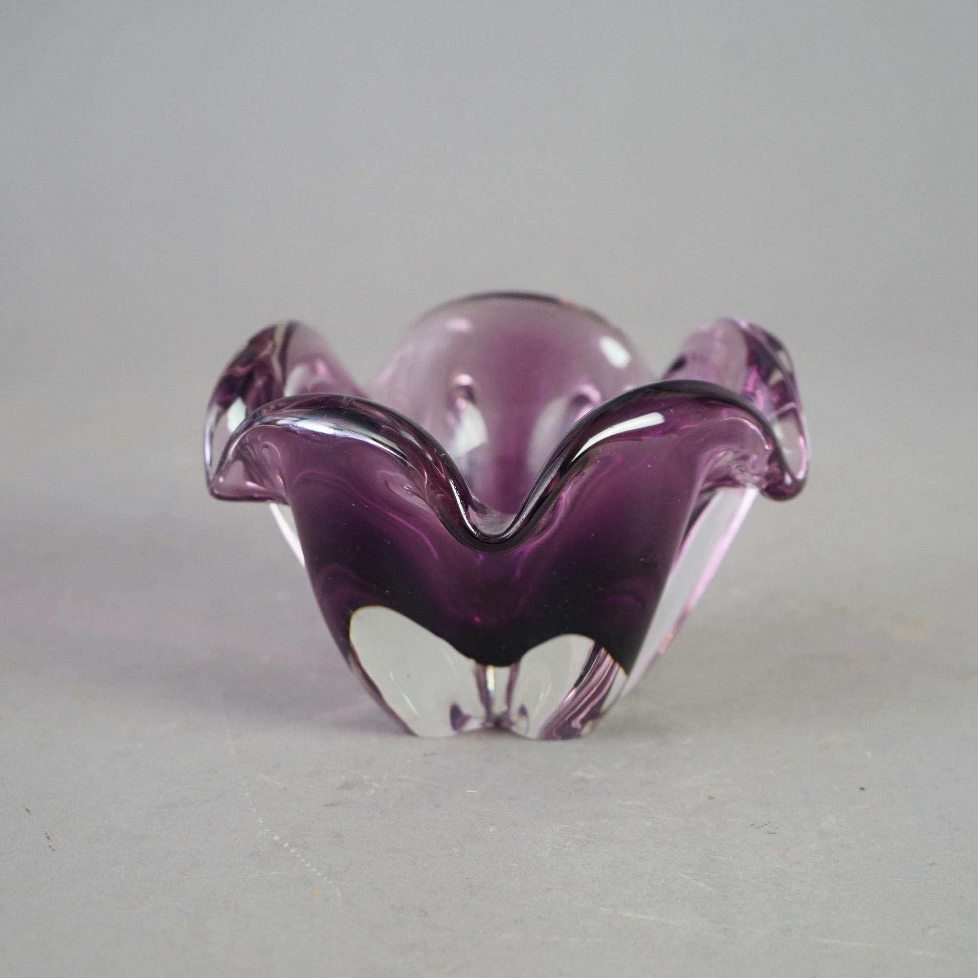 Antique Italian Murano Amethyst Art Glass Bowl C1940 1