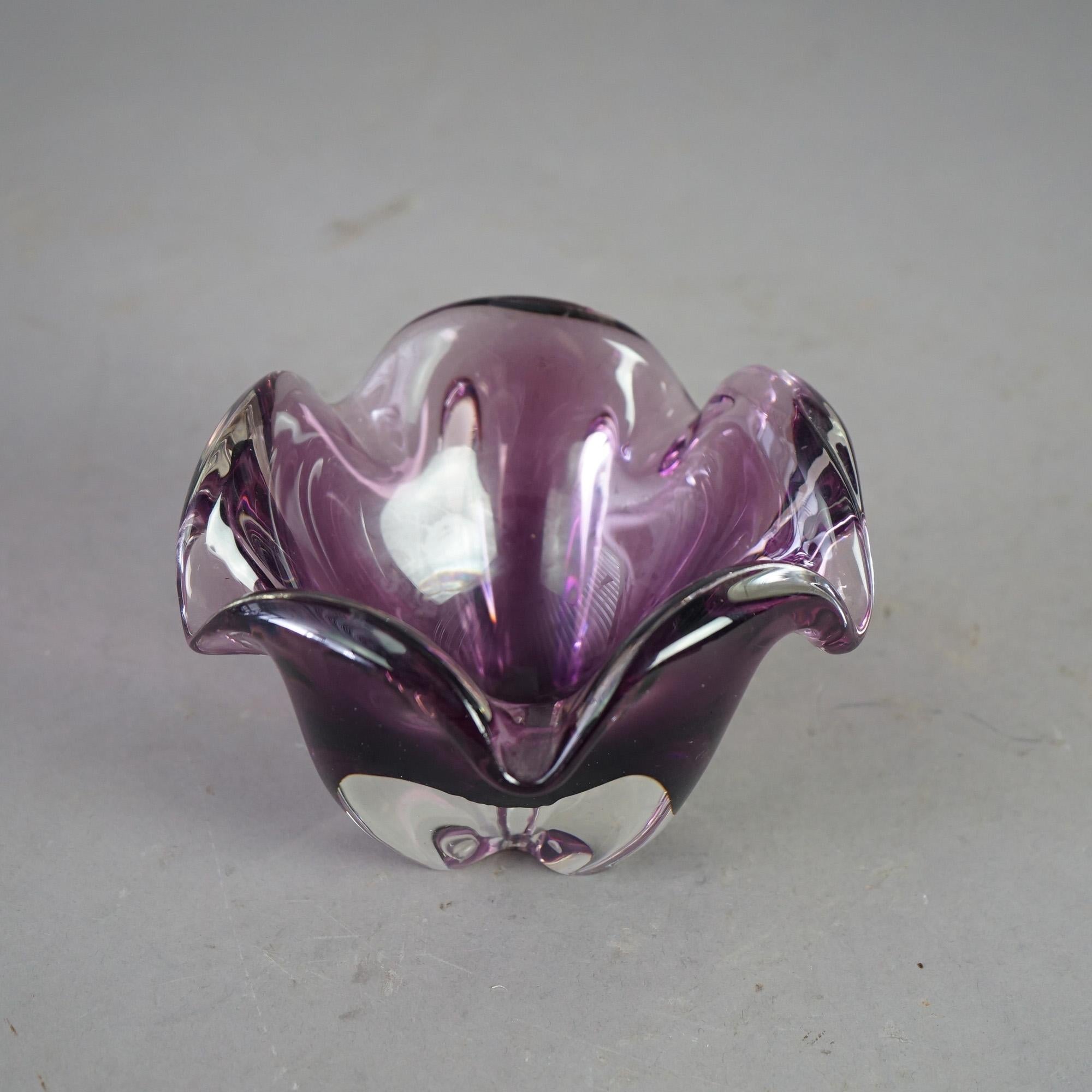 Antique Italian Murano Amethyst Art Glass Bowl C1940 2