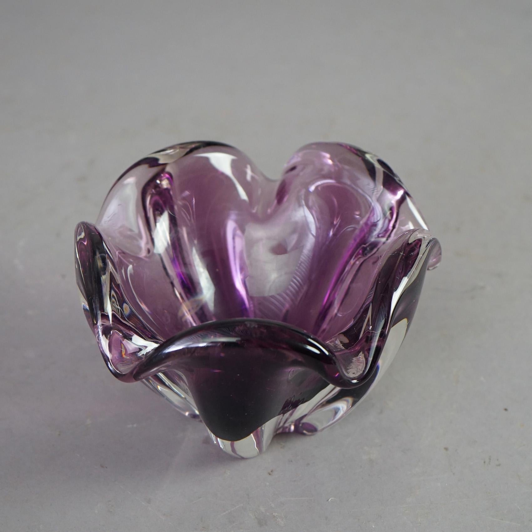 Antique Italian Murano Amethyst Art Glass Bowl C1940 3