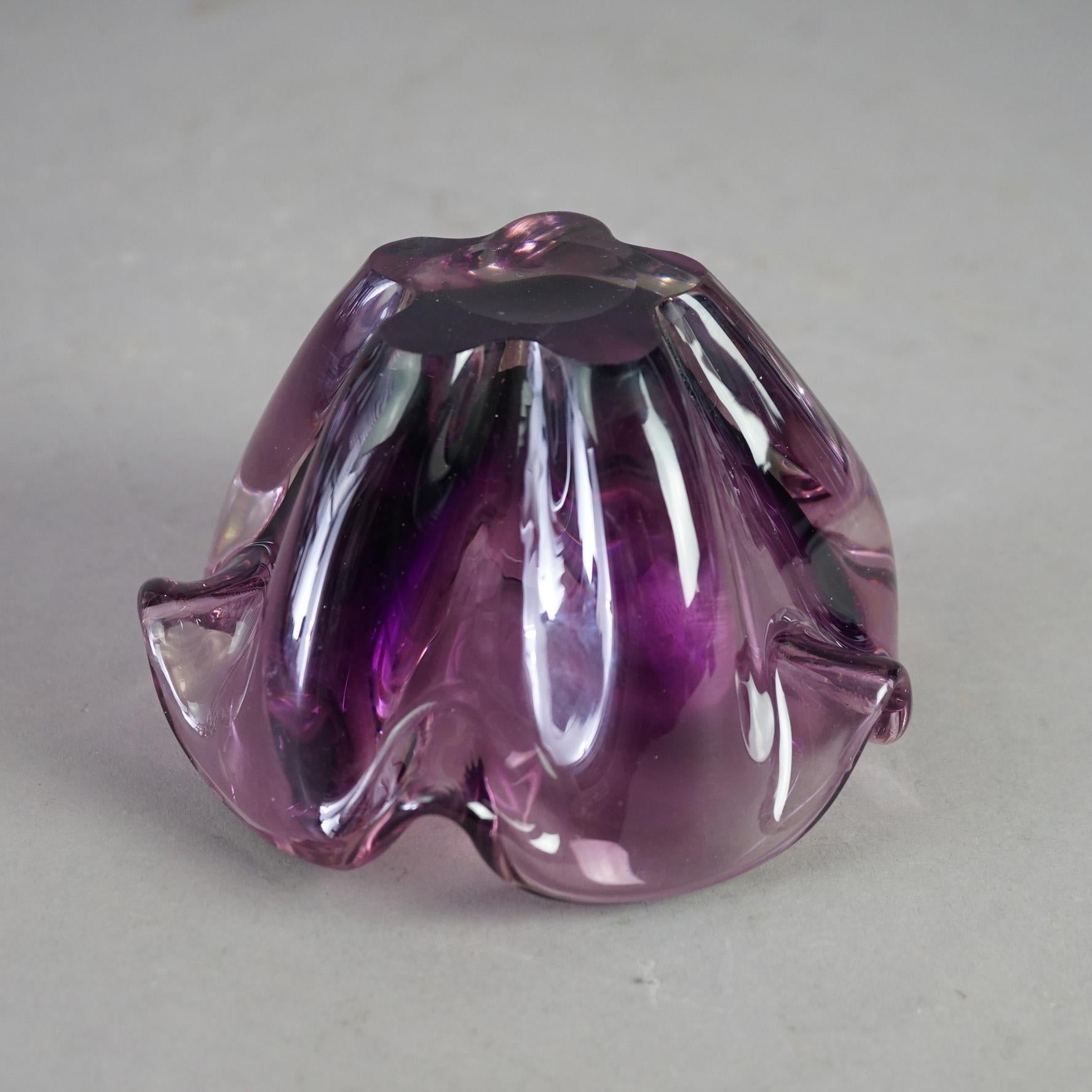 Antique Italian Murano Amethyst Art Glass Bowl C1940 4