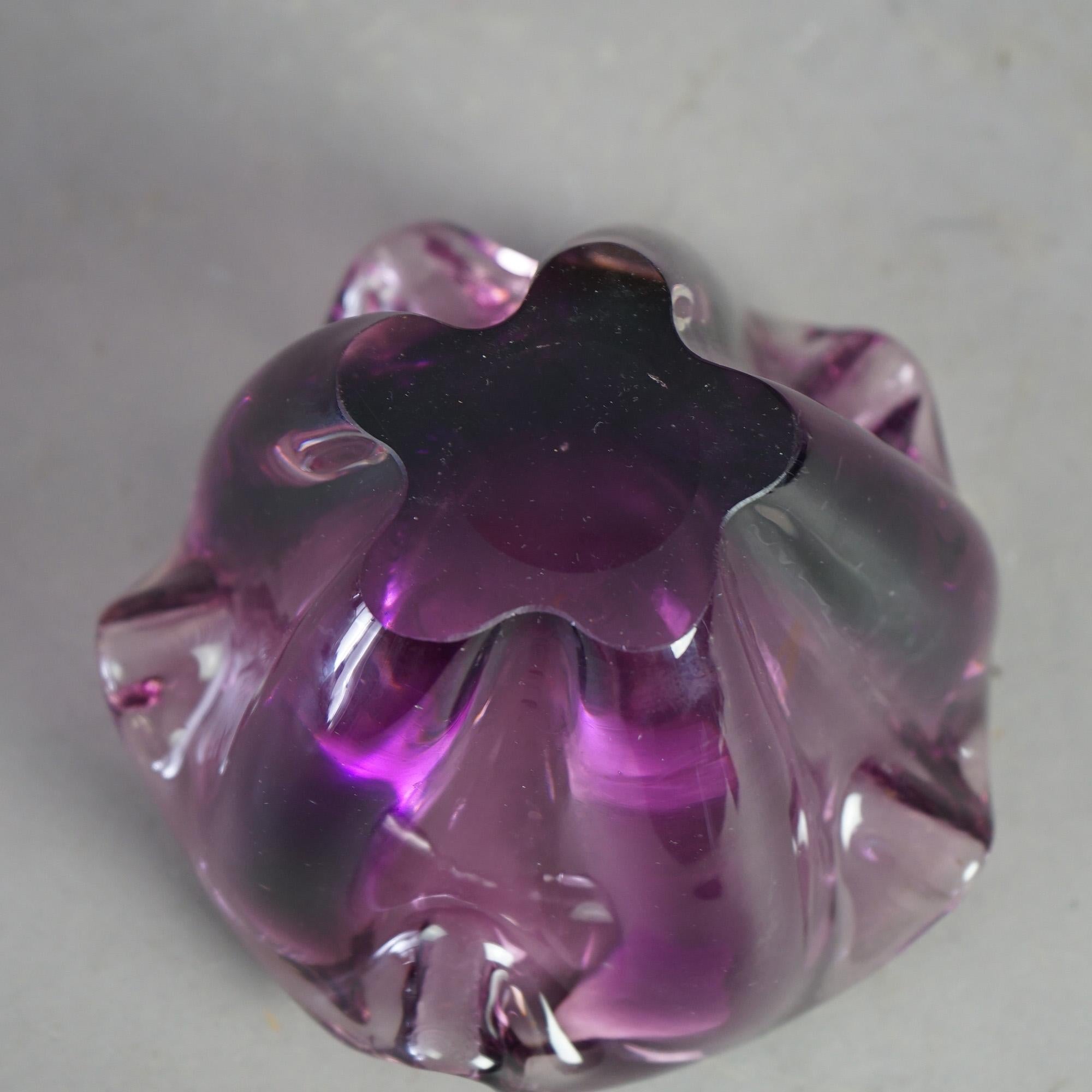 Antique Italian Murano Amethyst Art Glass Bowl C1940 5