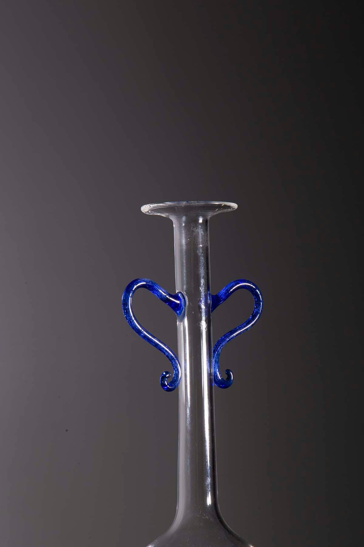 Vase italien ancien en verre soufflé de Murano bleu Bon état - En vente à Milano, IT