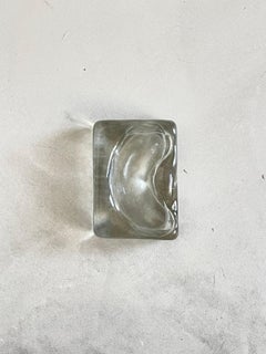 Antique Italian Murano Glass Ice Block Bowl with Kidney-Shaped Hollow