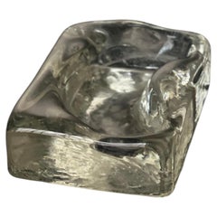 Antique Italian Murano Glass Ice Block Bowl with Kidney-Shaped Hollow