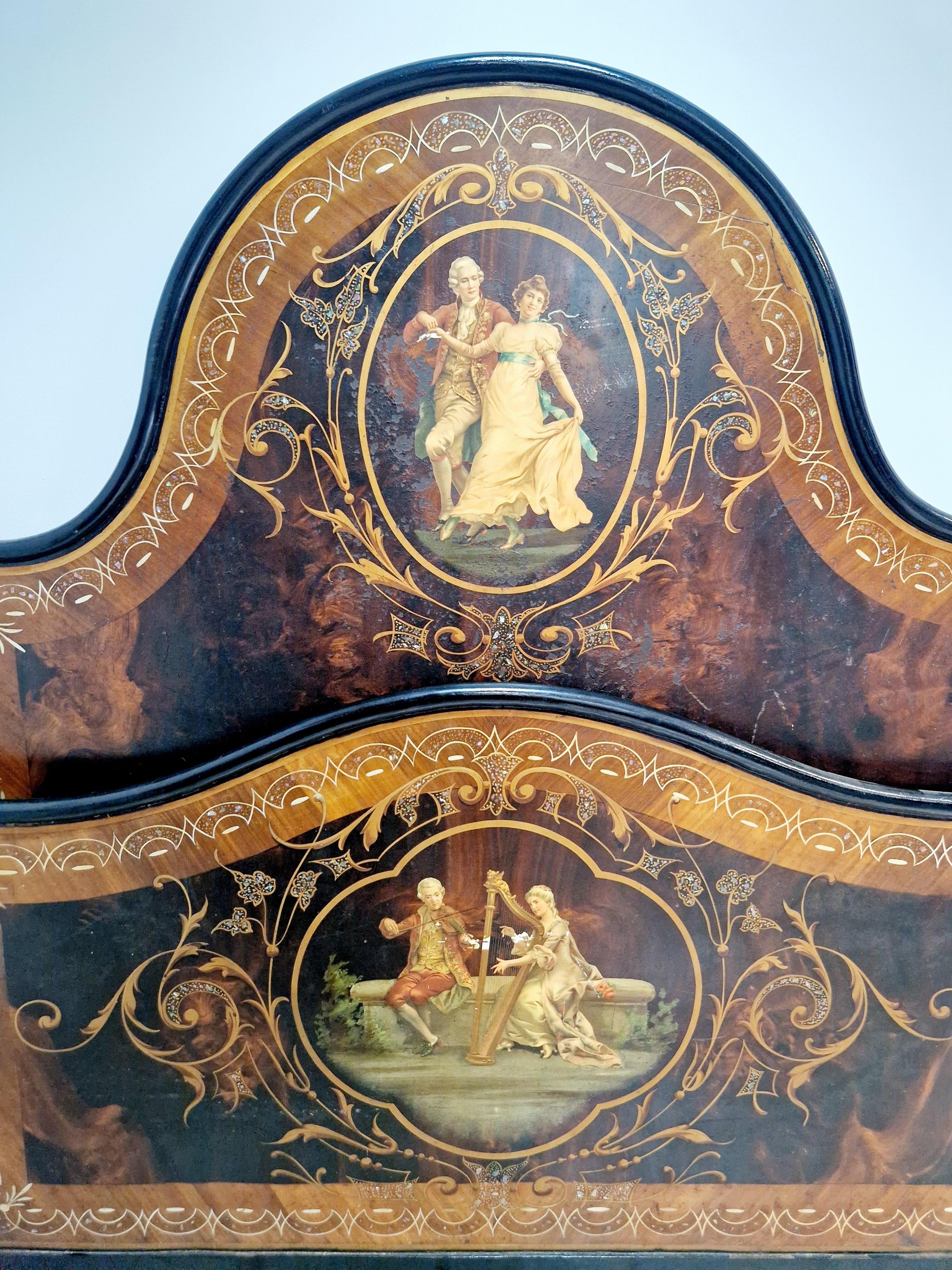 Antigua cama de matrimonio italiana de hierro Napoleón III en venta 6