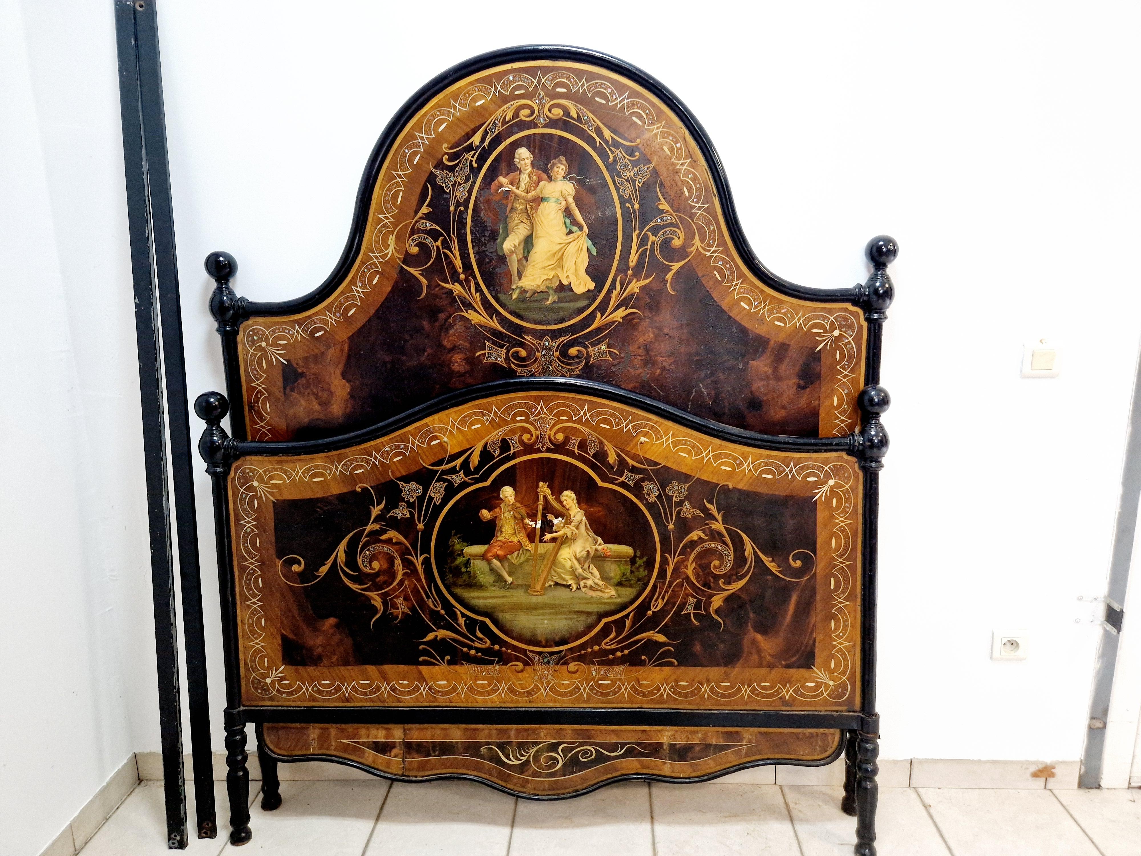 Antigua cama de matrimonio italiana de hierro Napoleón III en venta 7