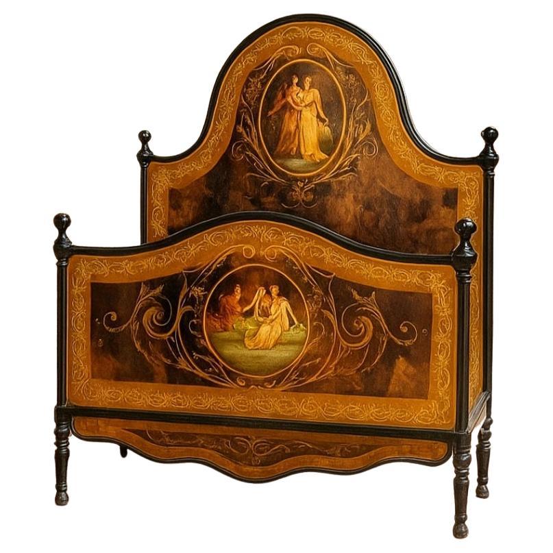 Antico letto matrimoniale italiano Napoleone III in ferro