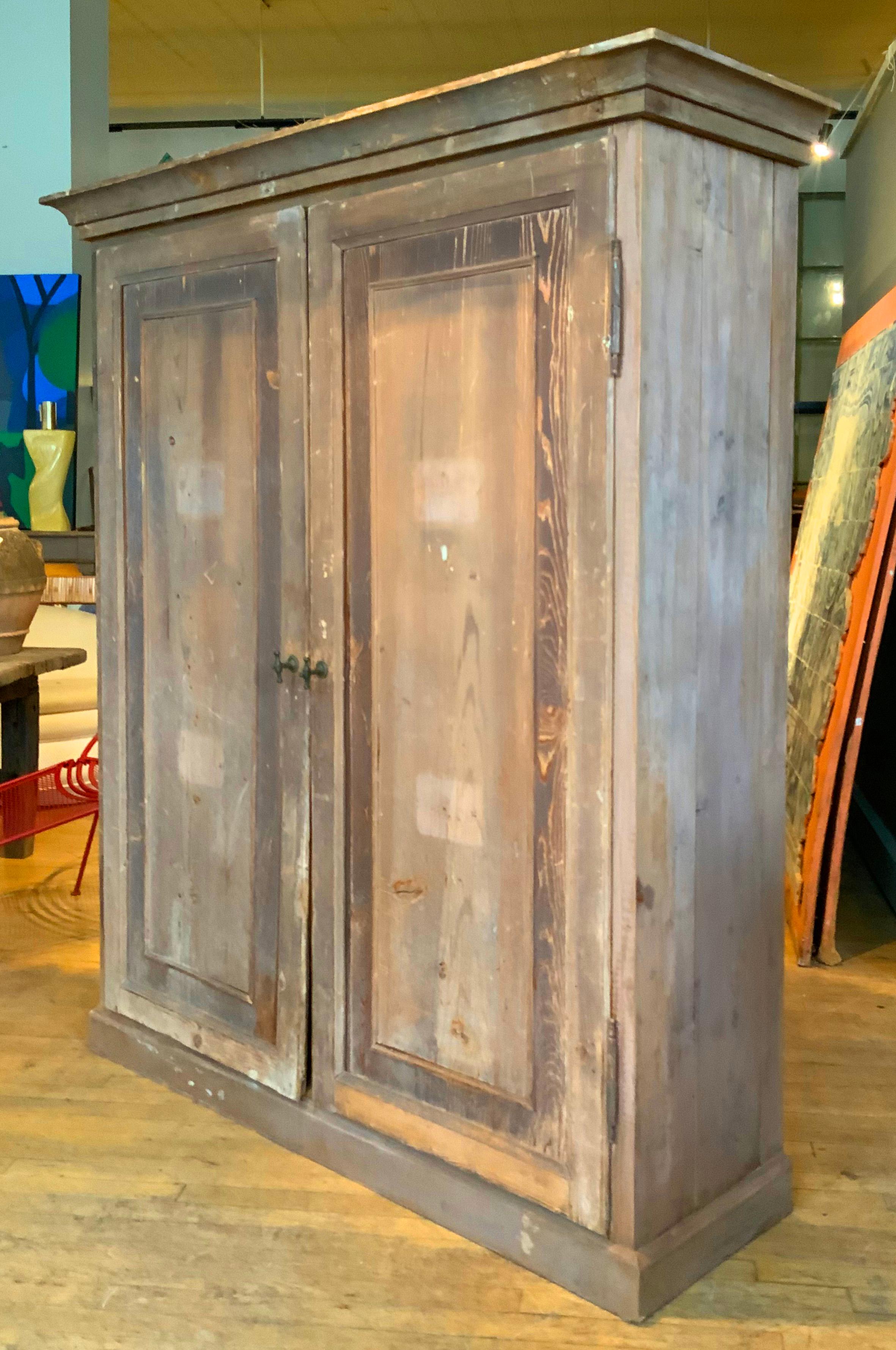 Antique Italian Natural Wood Cabinet with Divided Interior In Good Condition For Sale In Hudson, NY