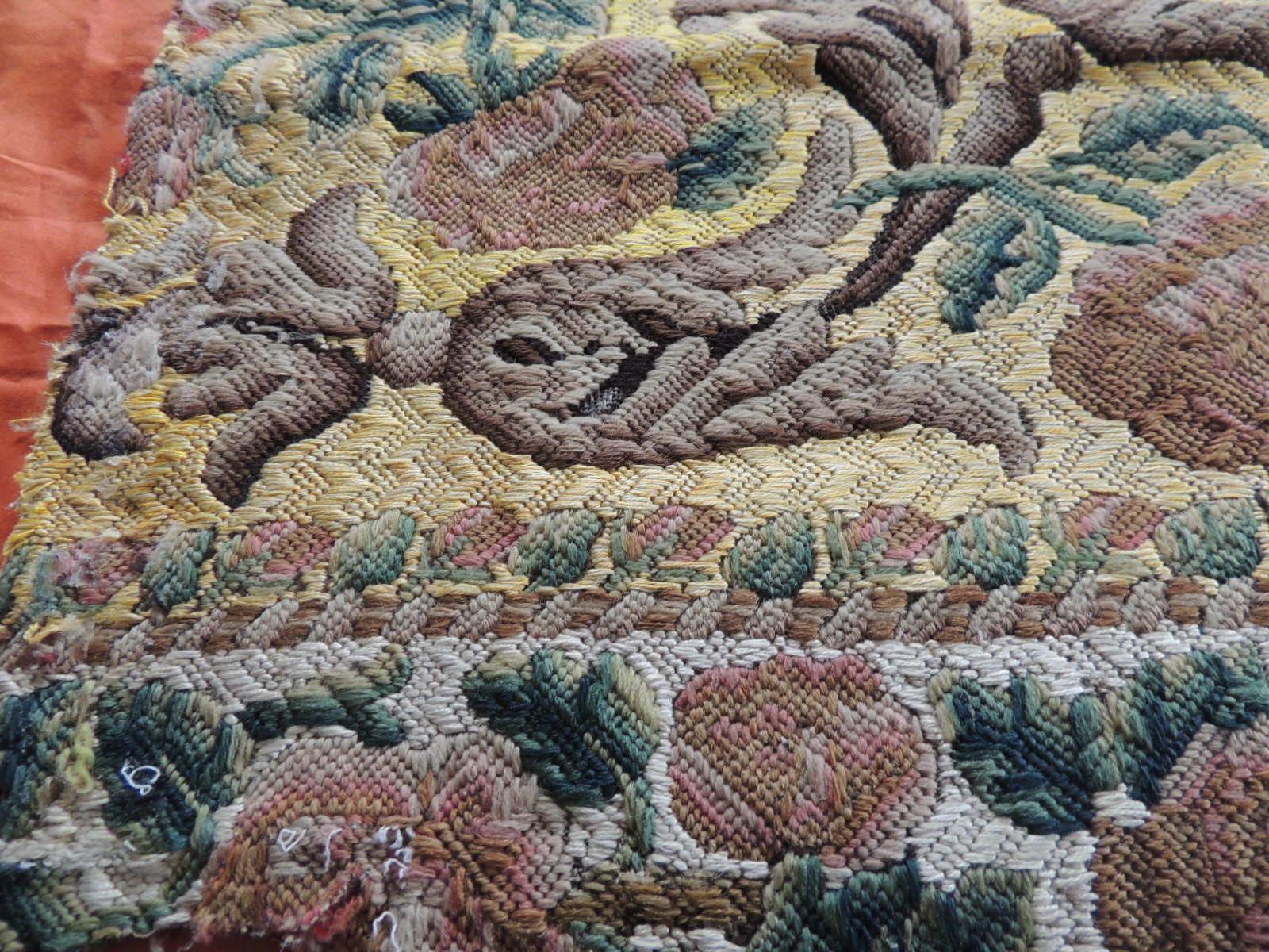Regency Antique Italian Needlework Tapestry Floral Panel For Sale