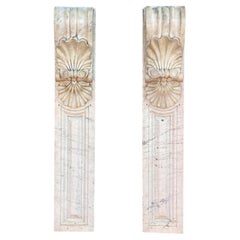 Antique Italian Neo-Classical Carved Marble Architectural Corbels - Pair
