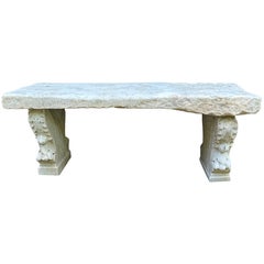 Antique Italian Neo-Classical Marble Stone Garden Bench