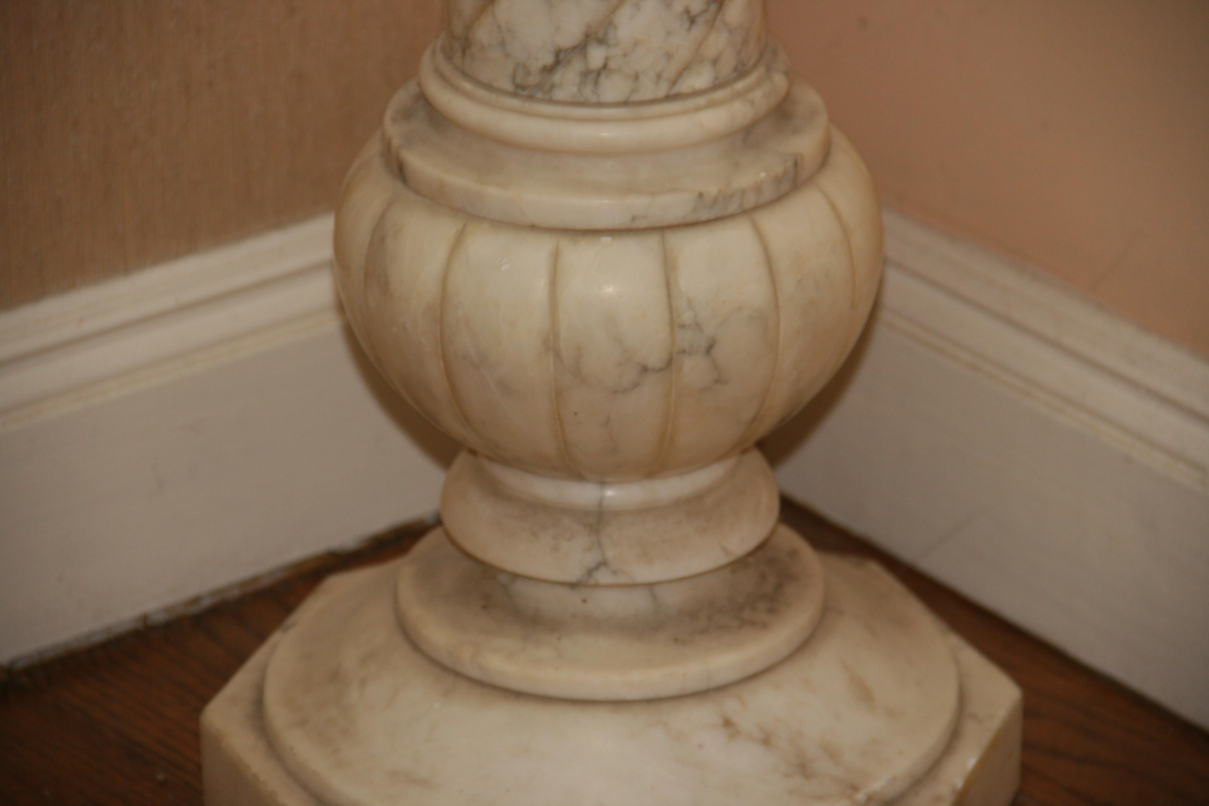 19th Century Antique Italian Neoclasical Alabaster Pedestal For Sale