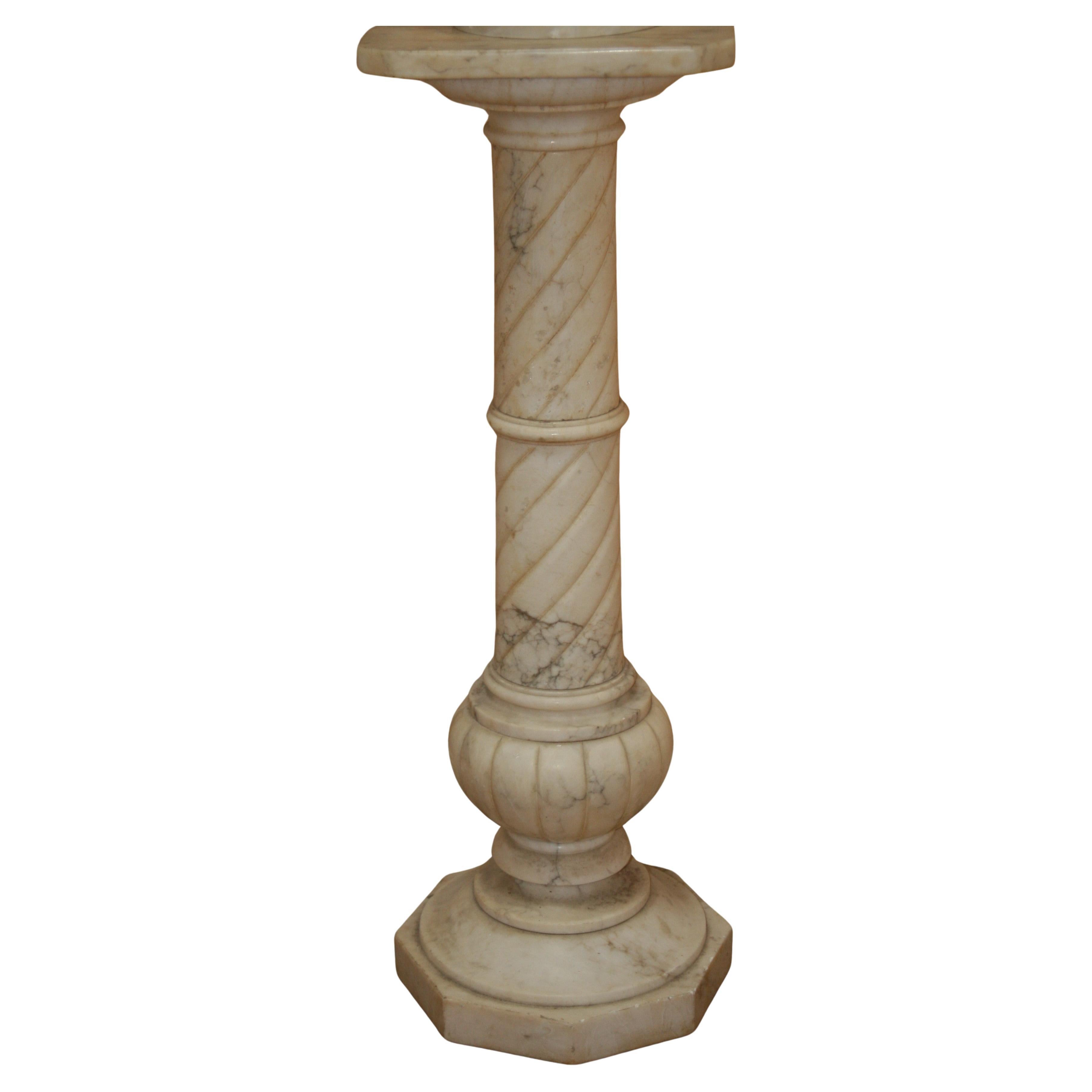 Antique Italian Neoclasical Alabaster Pedestal