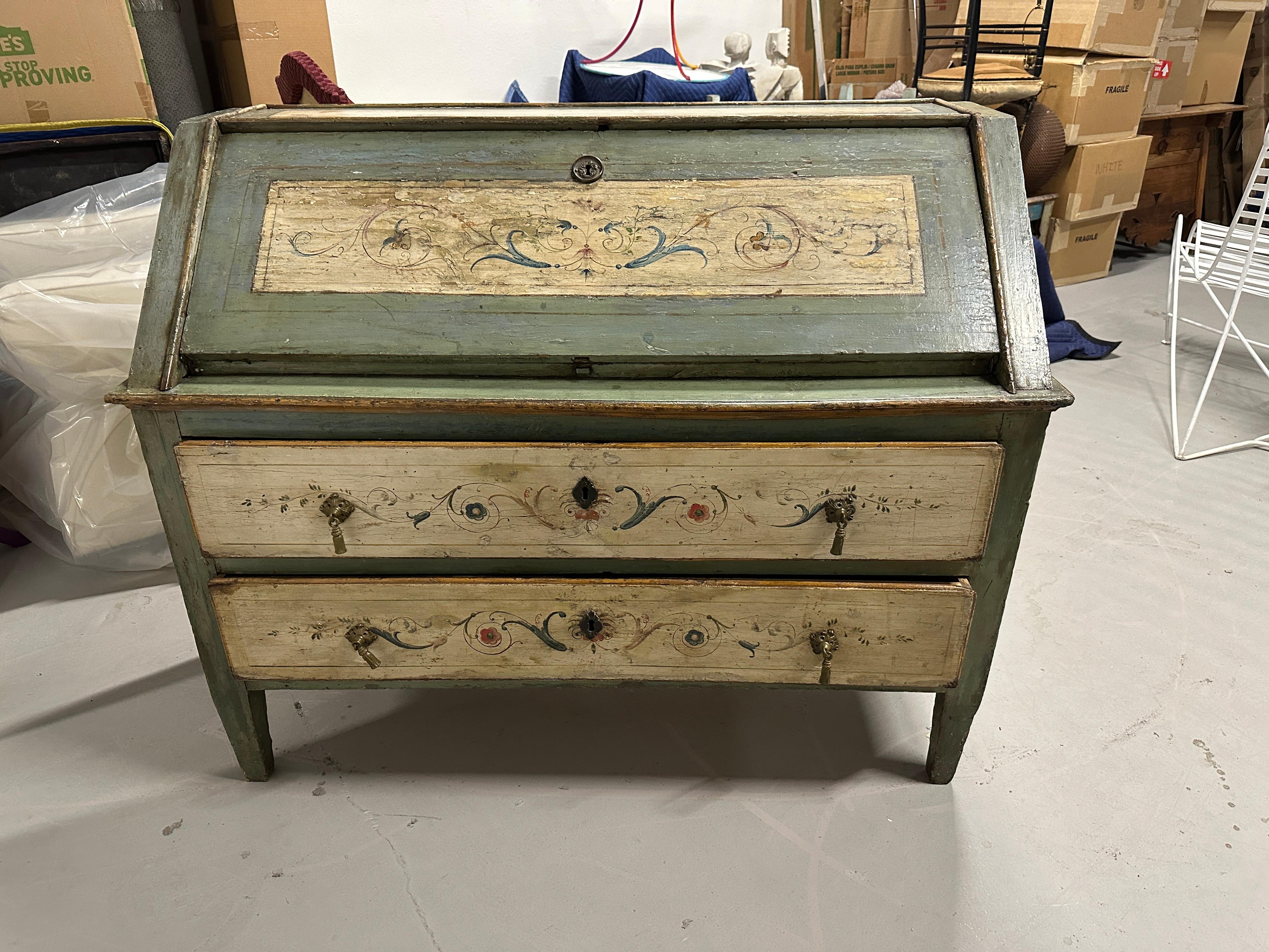 Antique Italian Neoclassical 18th Century Slant Front Desk For Sale 11